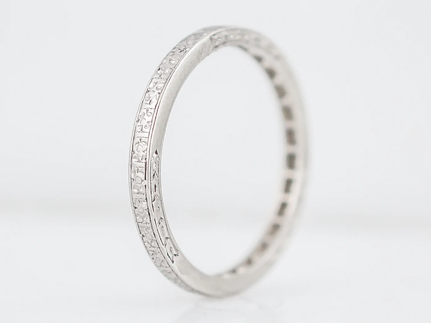Antique Wedding Band Art Deco Orange Blossom in Platinum - Image 3
