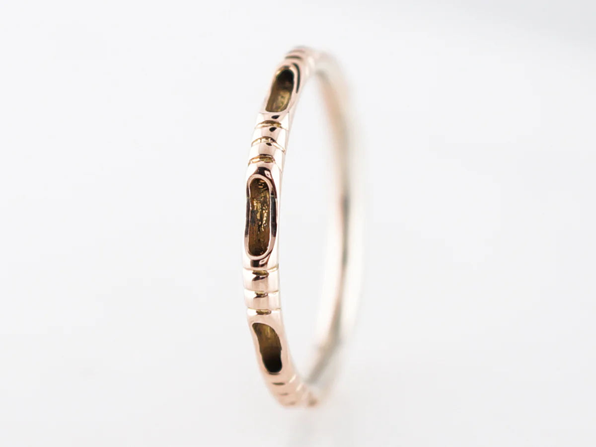 Antique Wedding Band Engraved Art Deco in 14k Rose Gold - Image 3