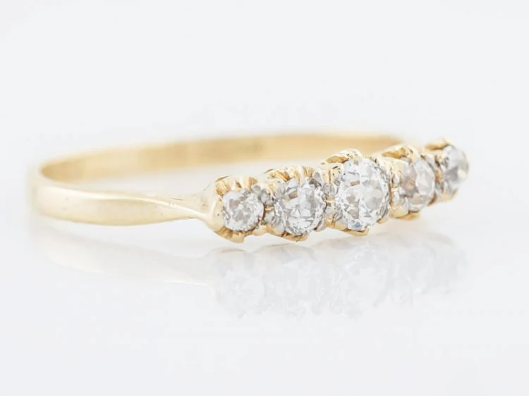Antique Wedding Band Victorian .52 Old Mine Cut Diamonds in 18k Yellow Gold - Image 3