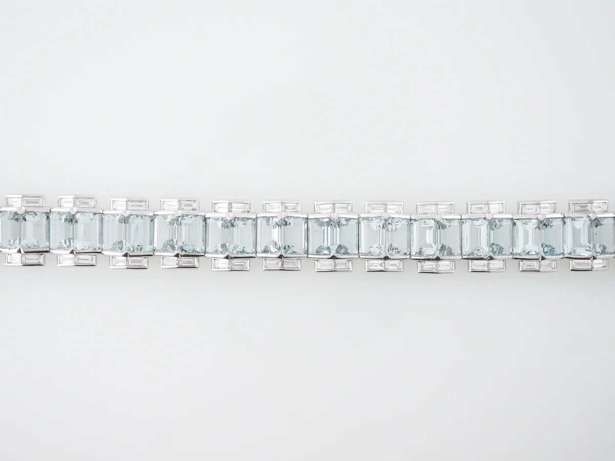 Aquamarine & Diamond Bracelet in 18k White Gold - Image 3