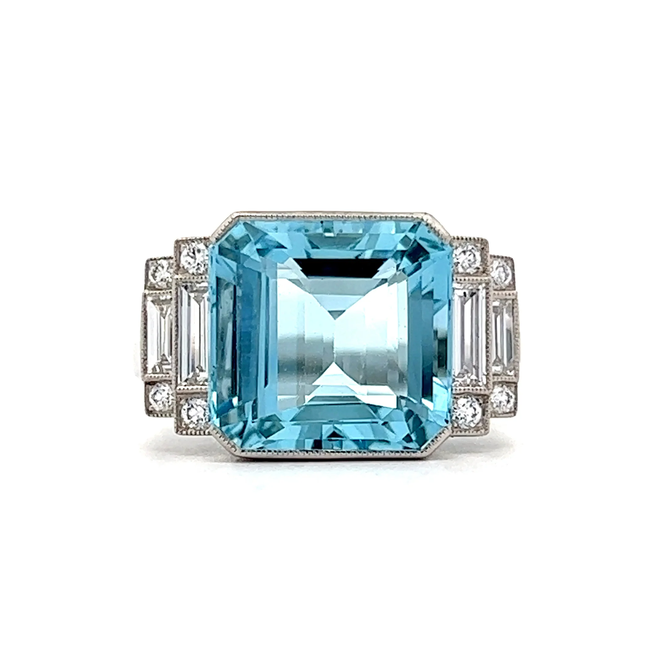 Aquamarine & Diamond Statement Ring in Platinum