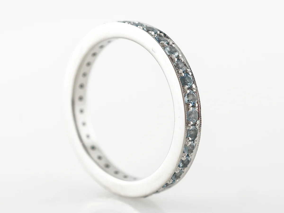 Aquamarine Eternity Wedding Band in Platinum - Image 2
