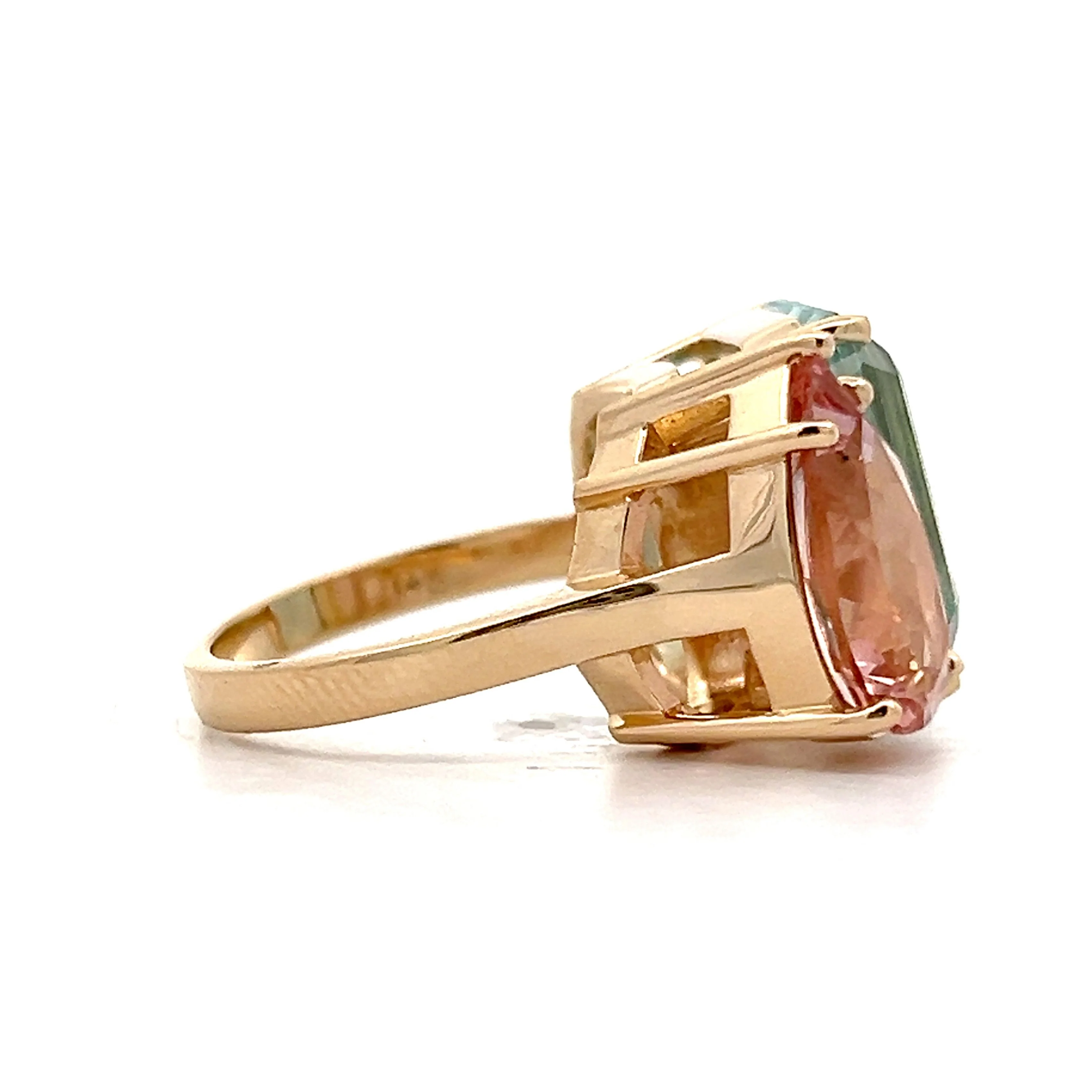 Aquamarine & Morganite Statement Ring in 14k Yellow Gold - Image 3