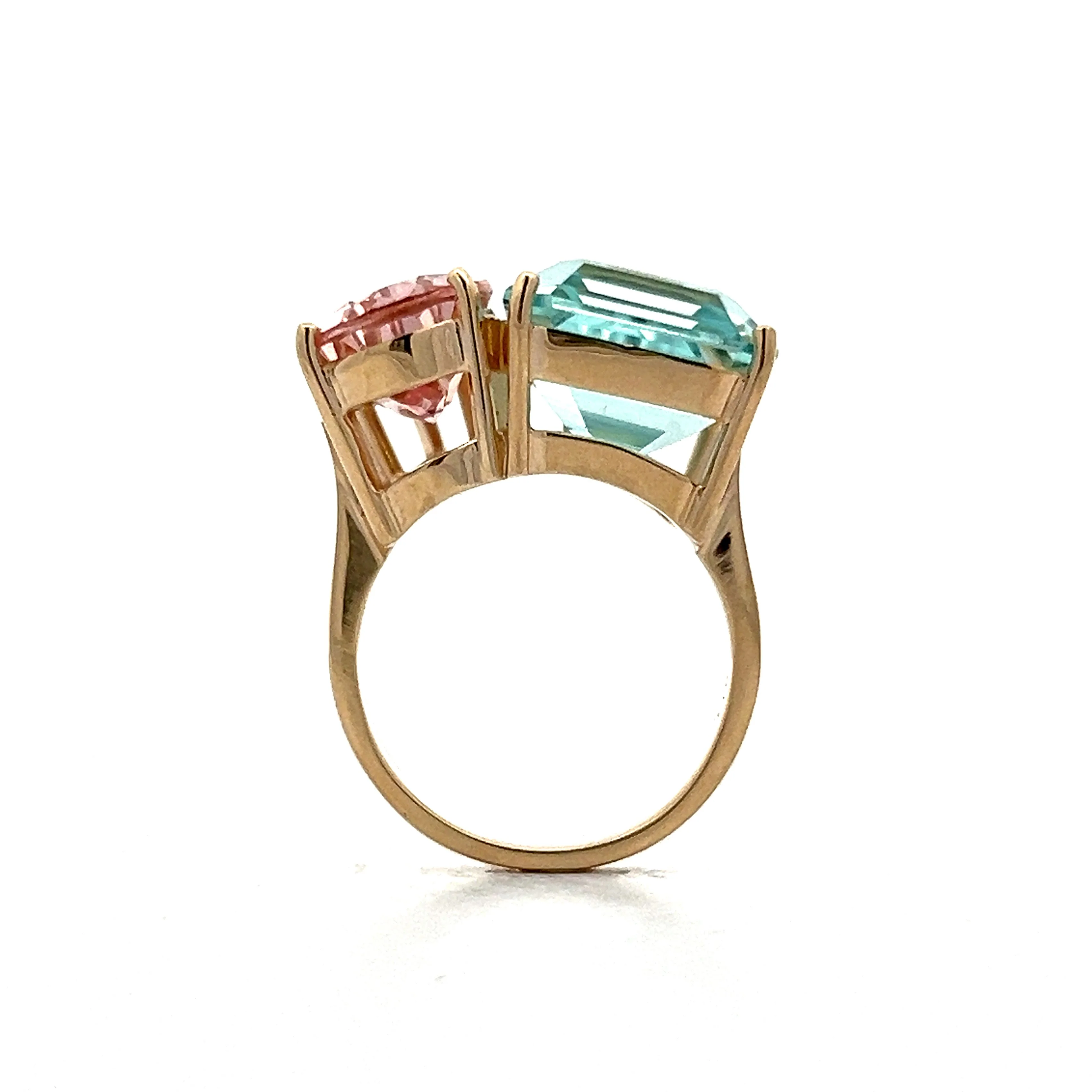 Aquamarine & Morganite Statement Ring in 14k Yellow Gold - Image 4