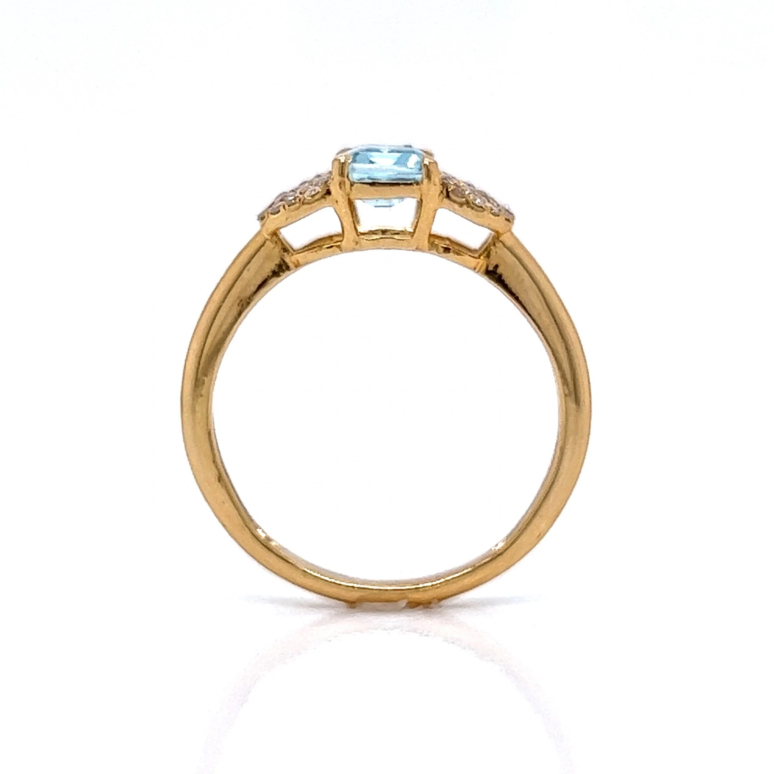 Aquamarine & Pave Diamond Half Moon Ring in 18k Yellow Gold - Image 4