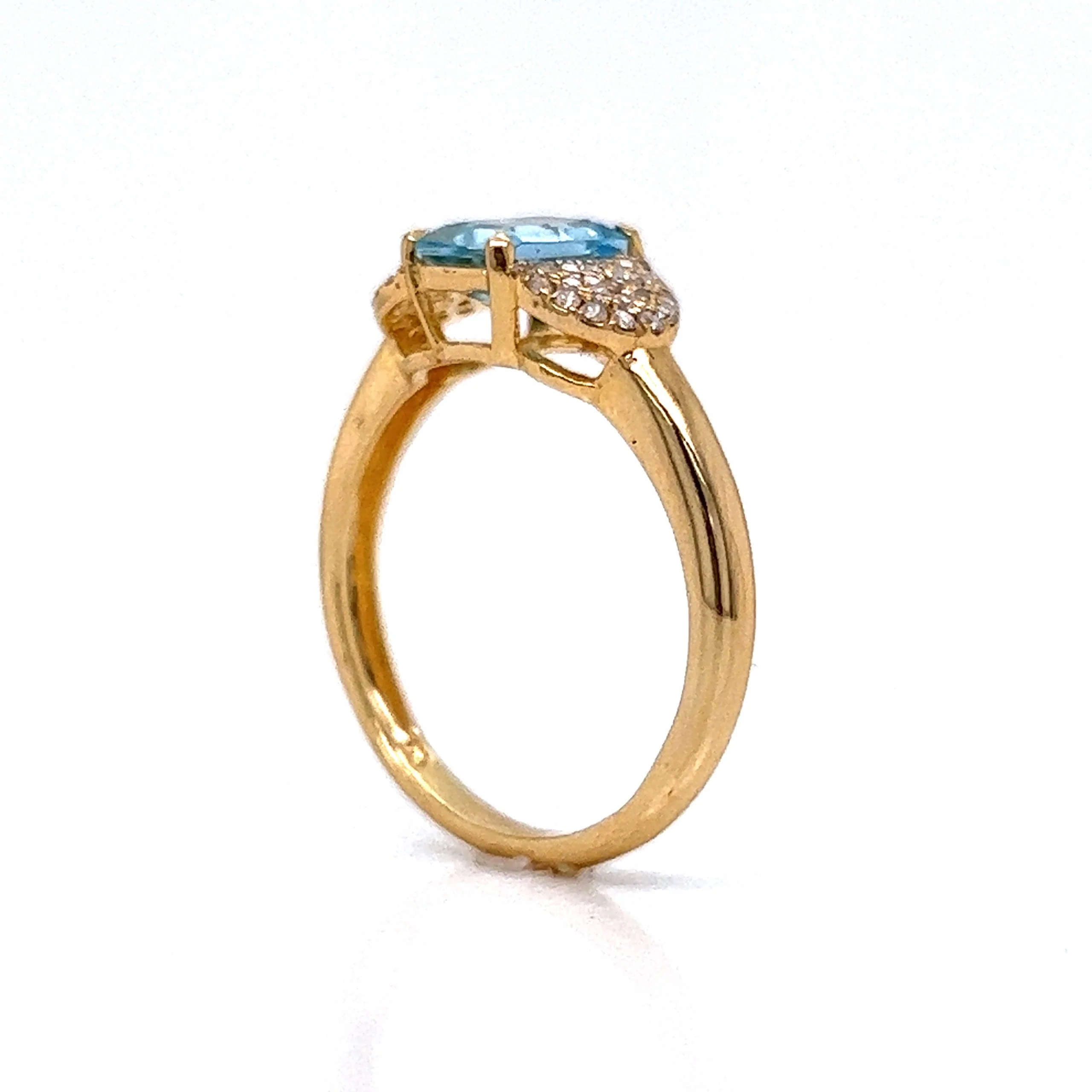 Aquamarine & Pave Diamond Half Moon Ring in 18k Yellow Gold - Image 5