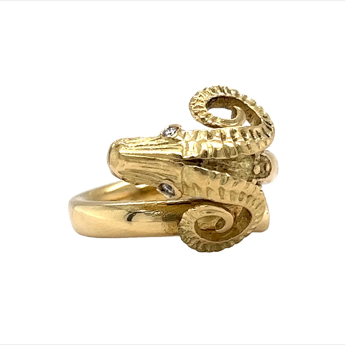 Aries Ram Head Ring in 18k Yellow Gold - Image 3