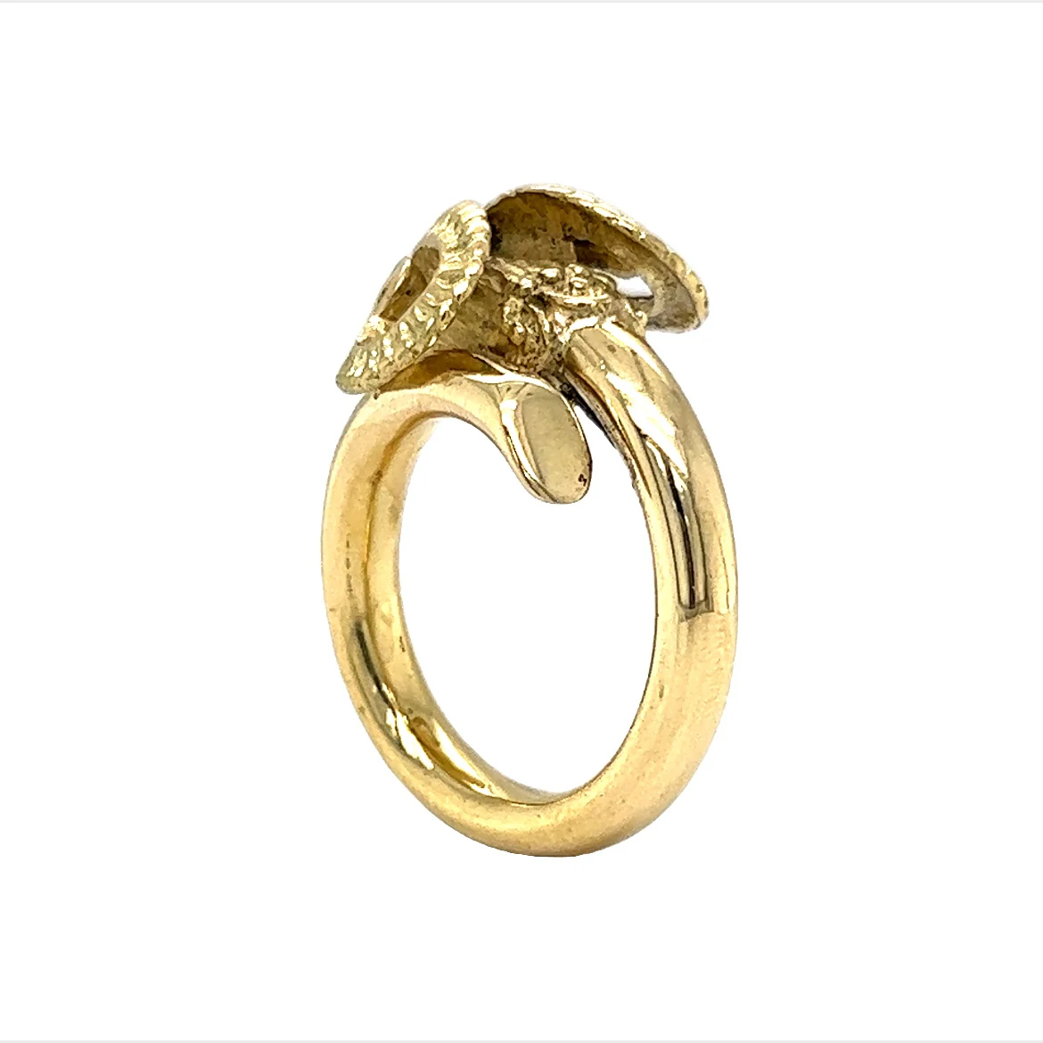 Aries Ram Head Ring in 18k Yellow Gold - Image 5
