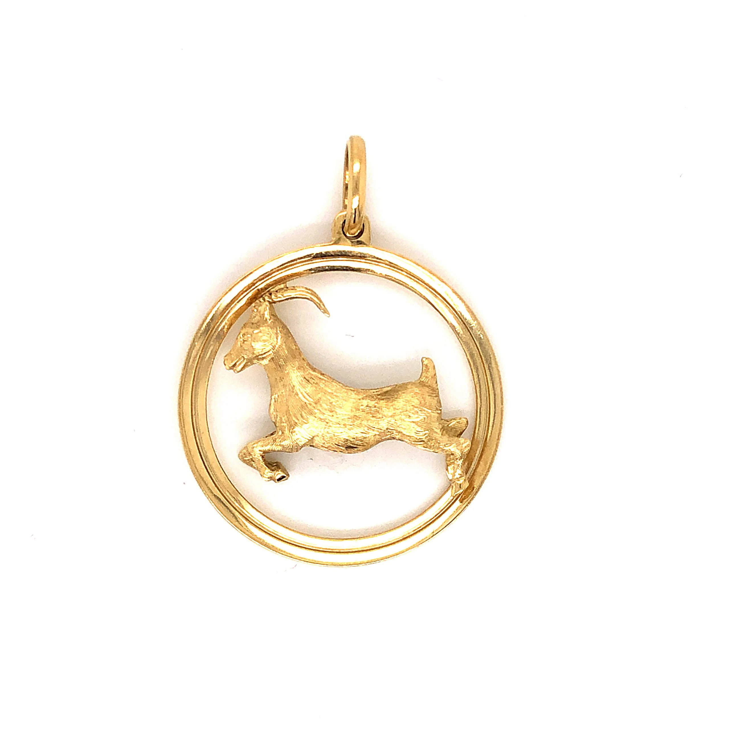 Capricorn Goat Zodiac Pendant in 18k Yellow Gold