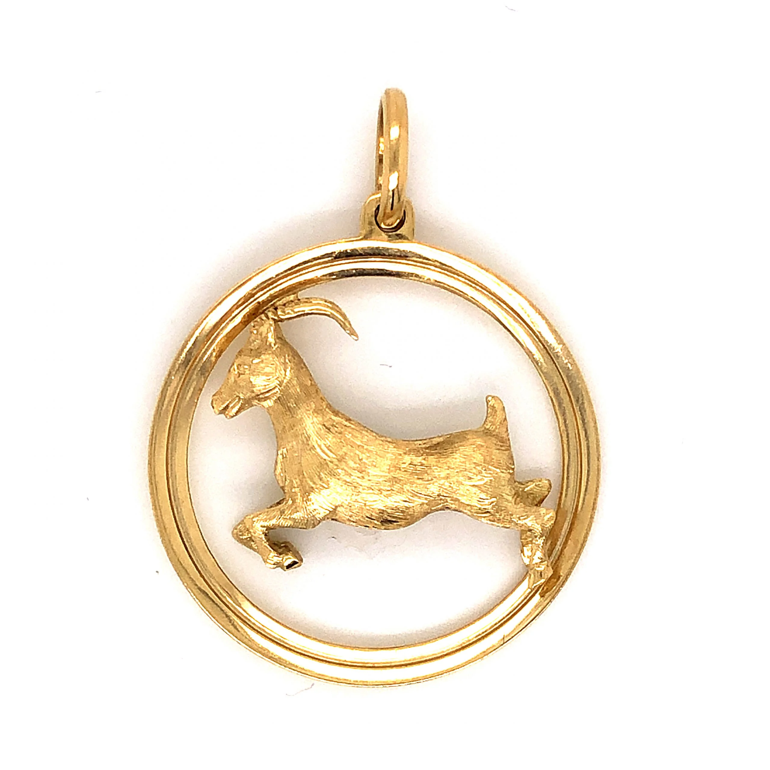 Capricorn Goat Zodiac Pendant in 18k Yellow Gold - Image 2