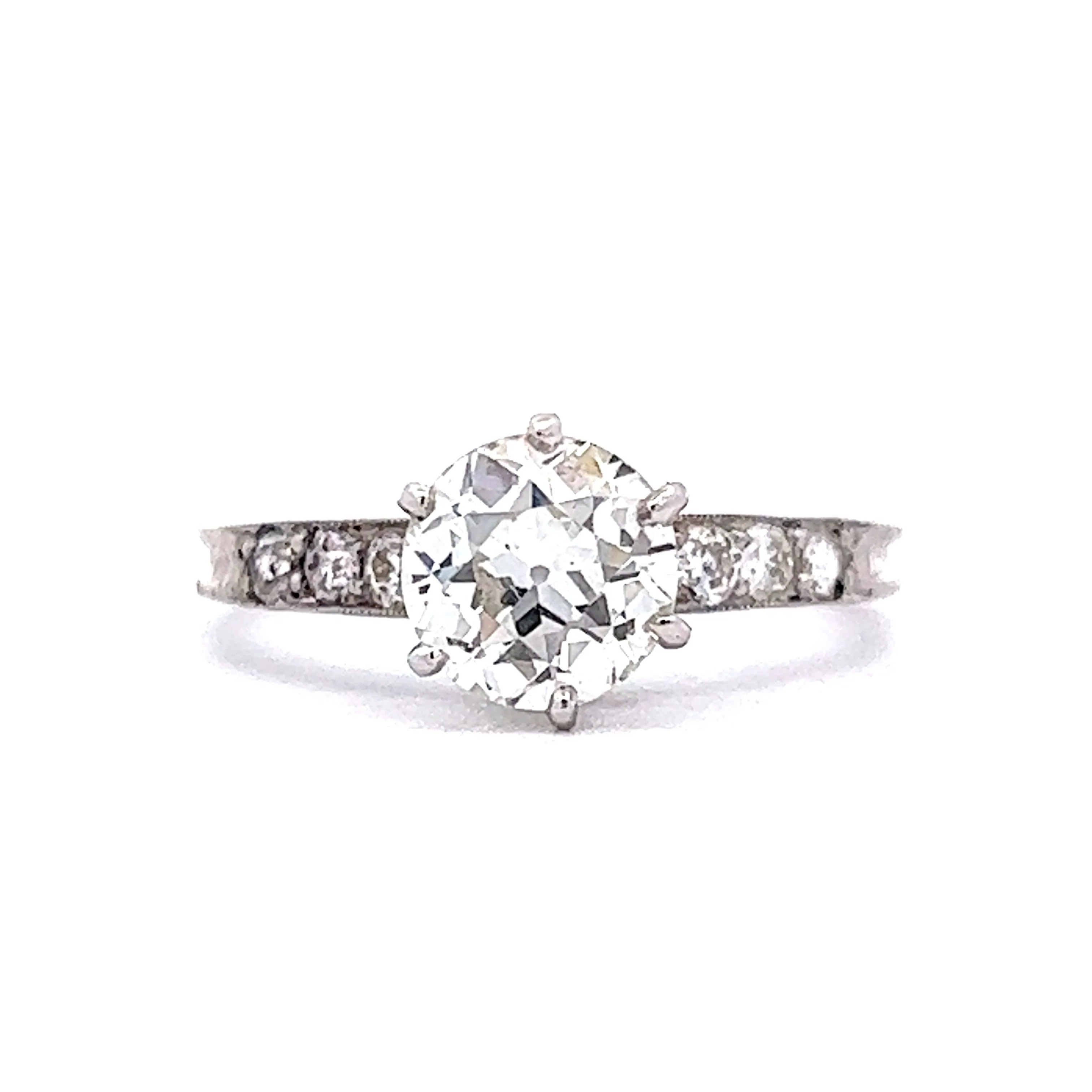 Art Deco 1.10 Solitaire Diamond Engagement Ring in Platinum