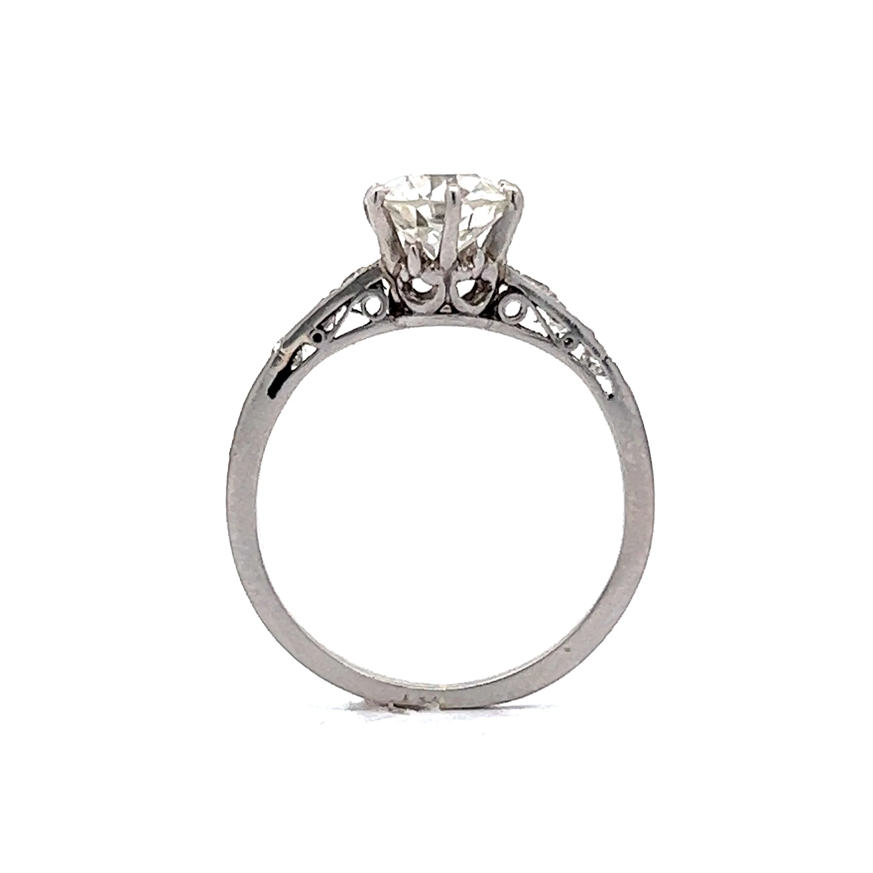 Art Deco 1.10 Solitaire Diamond Engagement Ring in Platinum - Image 4