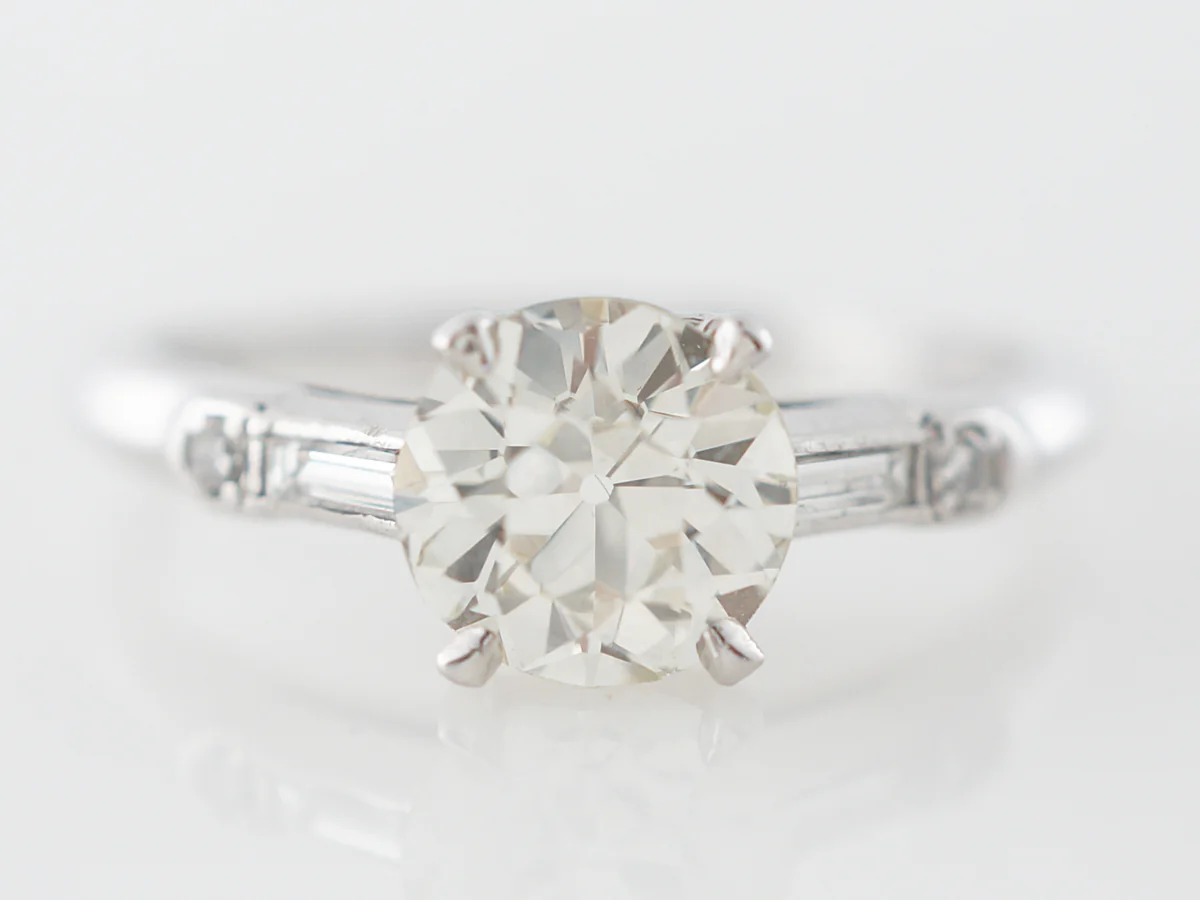 Art Deco 1 Carat Old Euro Diamond Engagement Ring