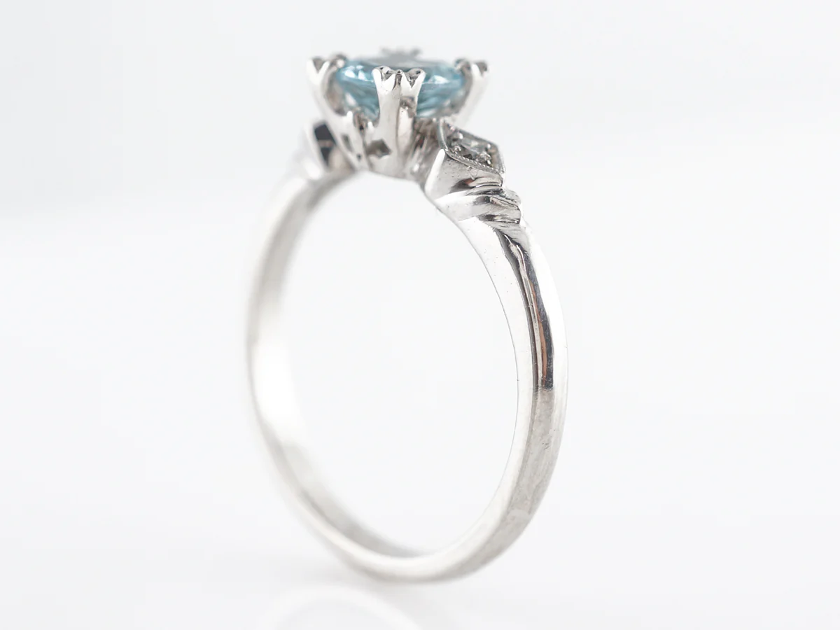 Art Deco Aquamarine Engagement Ring in Platinum - Image 4