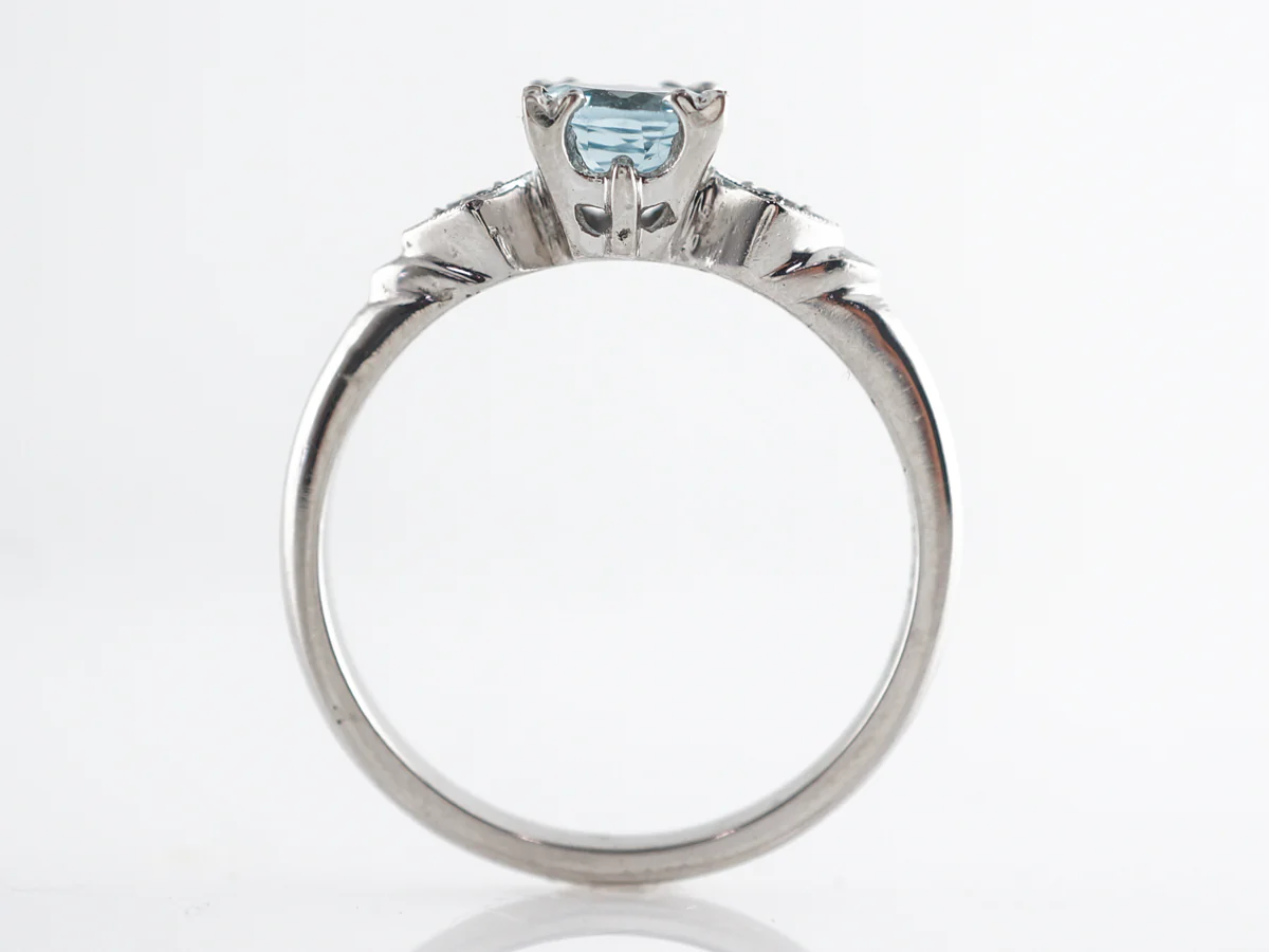 Art Deco Aquamarine Engagement Ring in Platinum - Image 5
