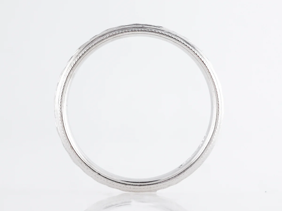 Art Deco Blossom Wedding w/ Milgrain Band in 18K - Image 2