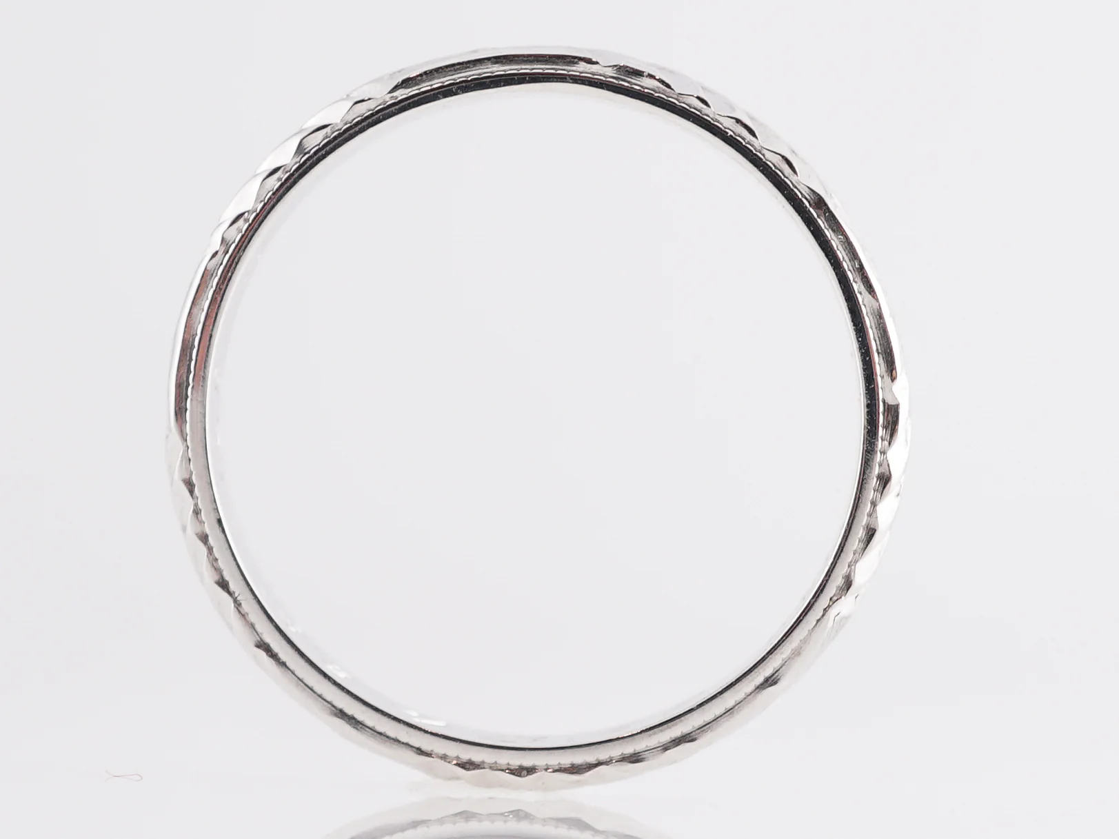 Art Deco Chevron Wedding Band in 14K White Gold - Image 3