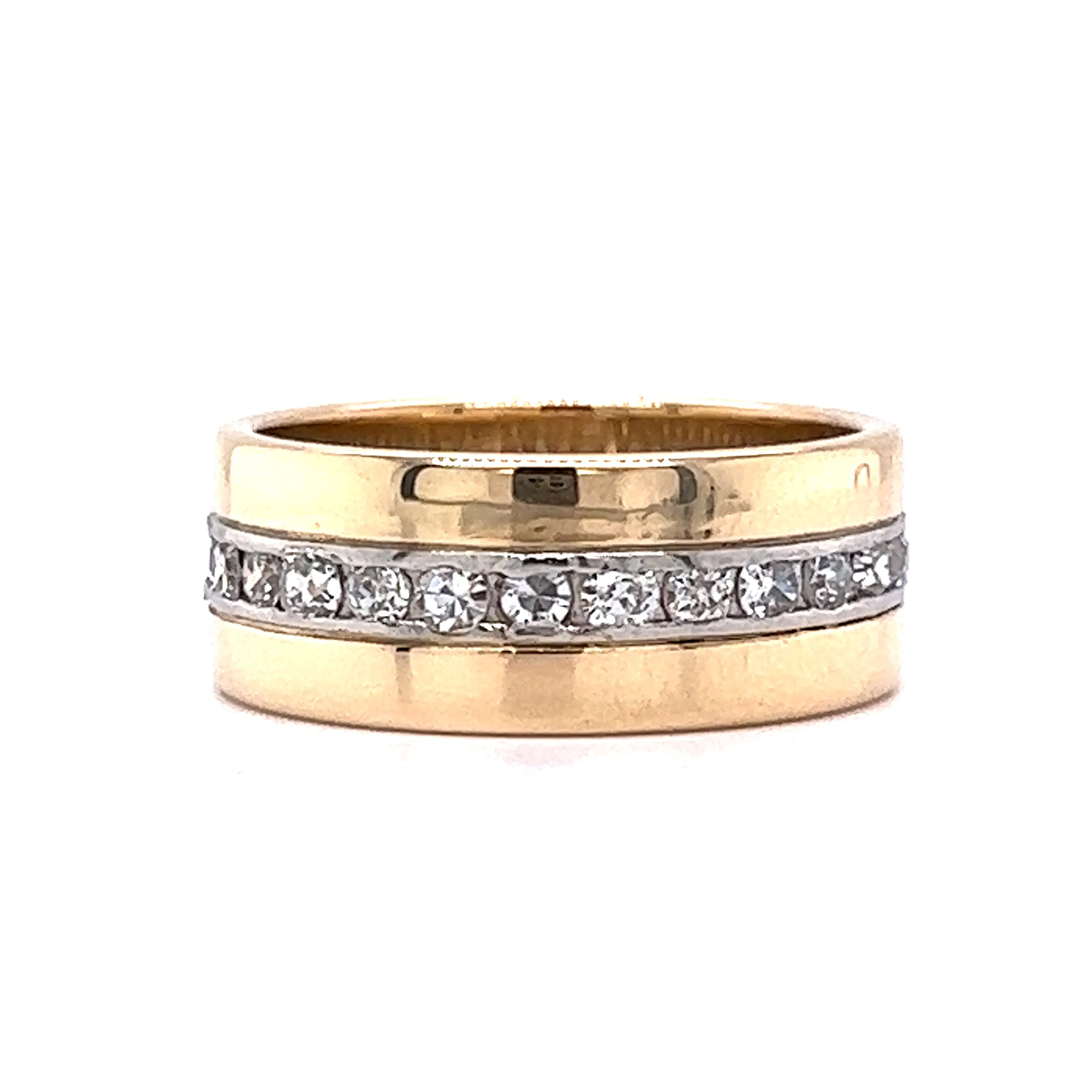 Art Deco Diamond Eternity Band in 14k Yellow Gold & Platinum - Image 2