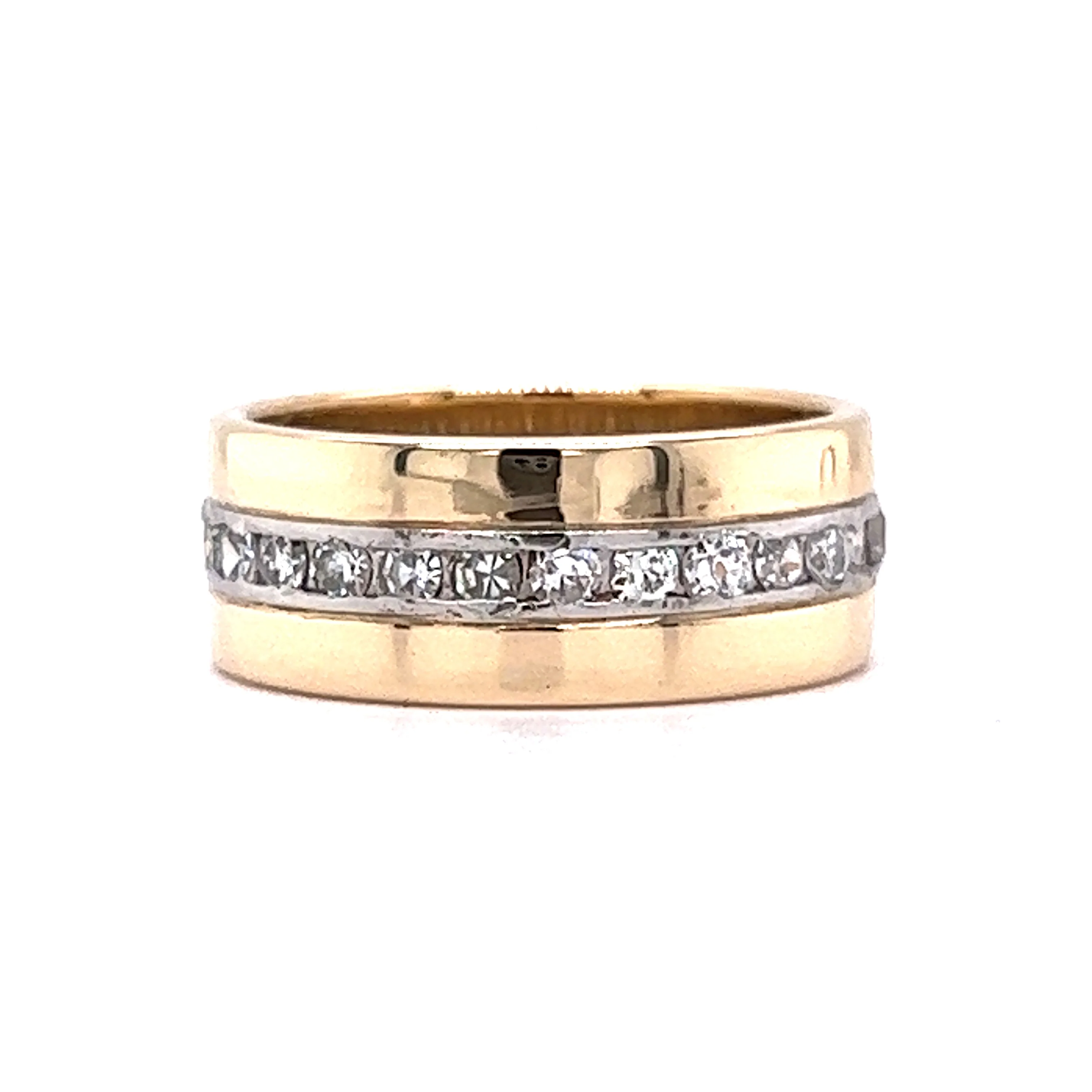 Art Deco Diamond Eternity Band in 14k Yellow Gold & Platinum - Image 3