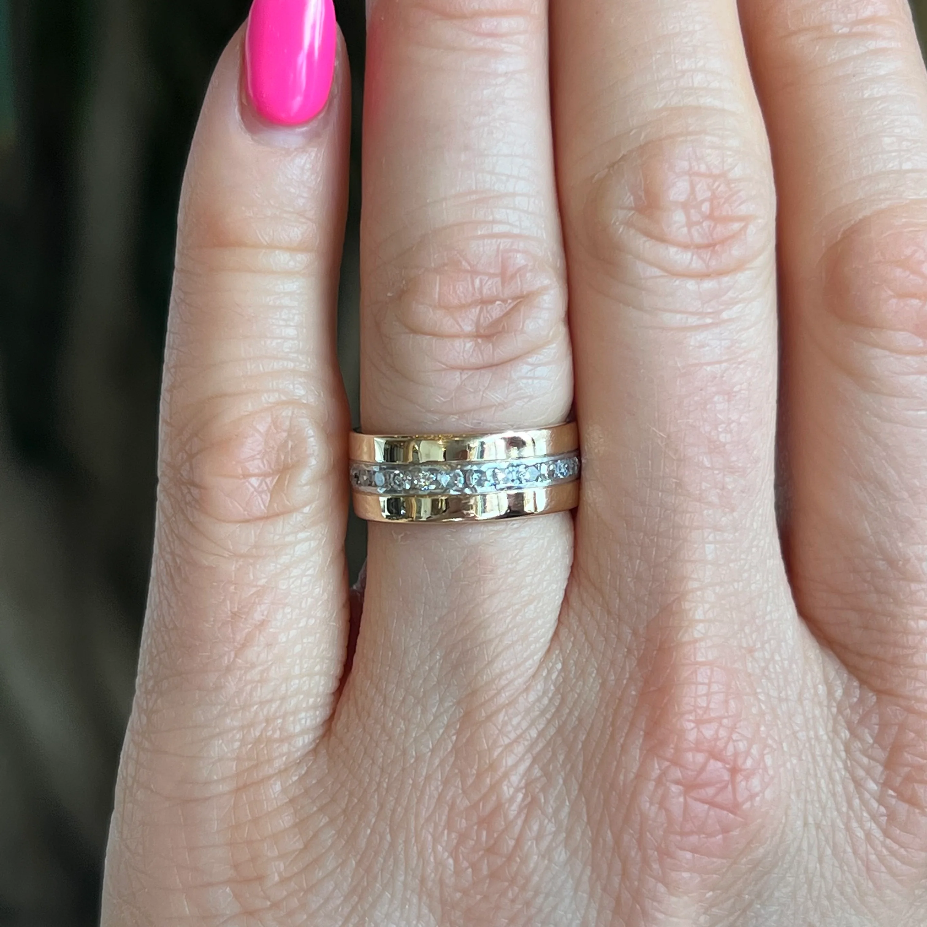 Art Deco Diamond Eternity Band in 14k Yellow Gold & Platinum - Image 6