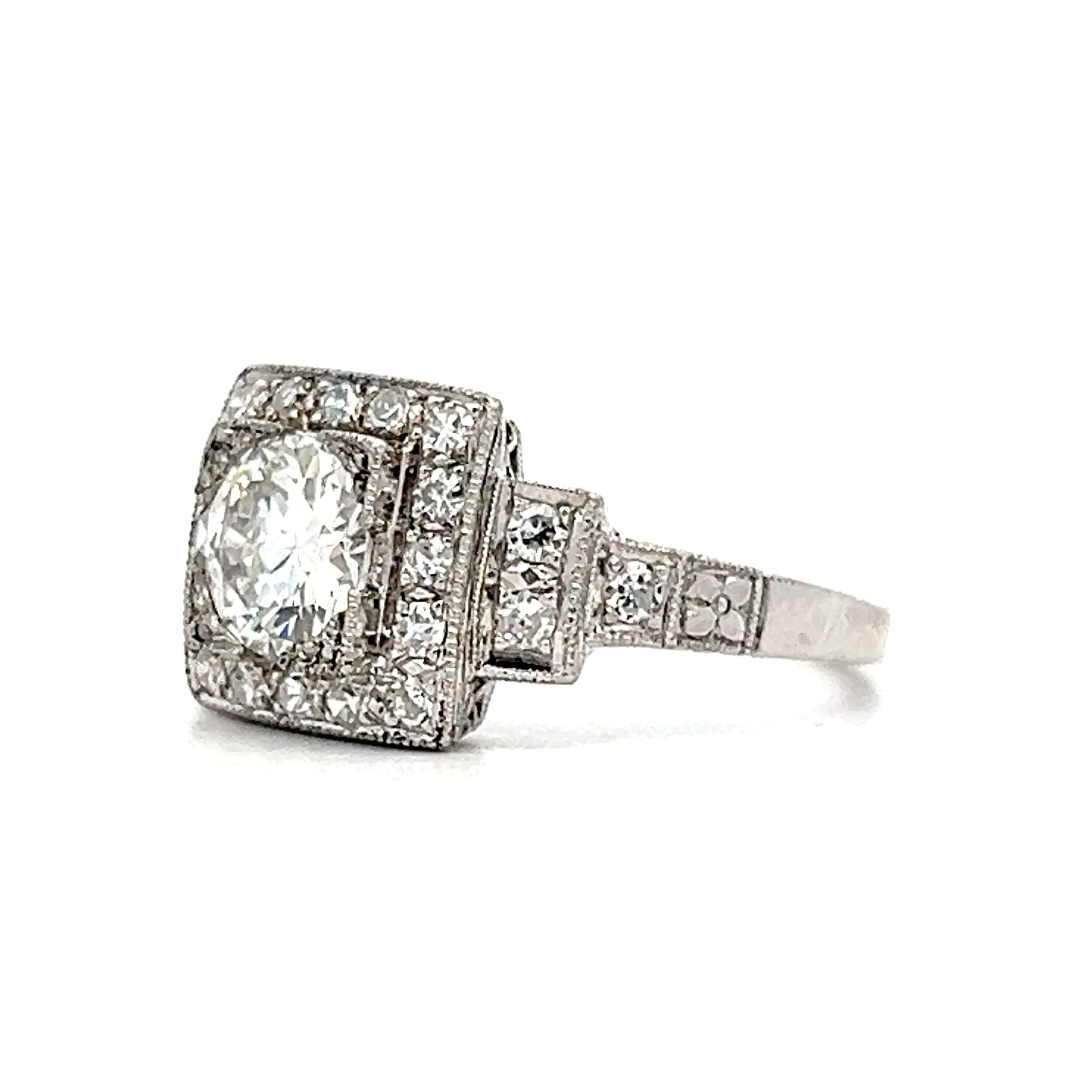 Art Deco Diamond Step Engagement Ring in Platinum - Image 2