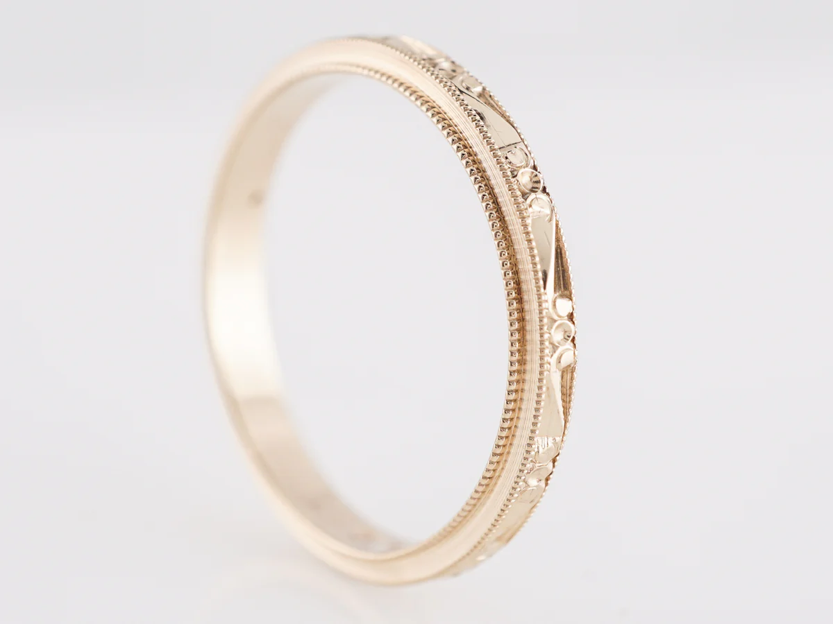 Art Deco Double Milgrain Band in 14k Yellow Gold - Image 4