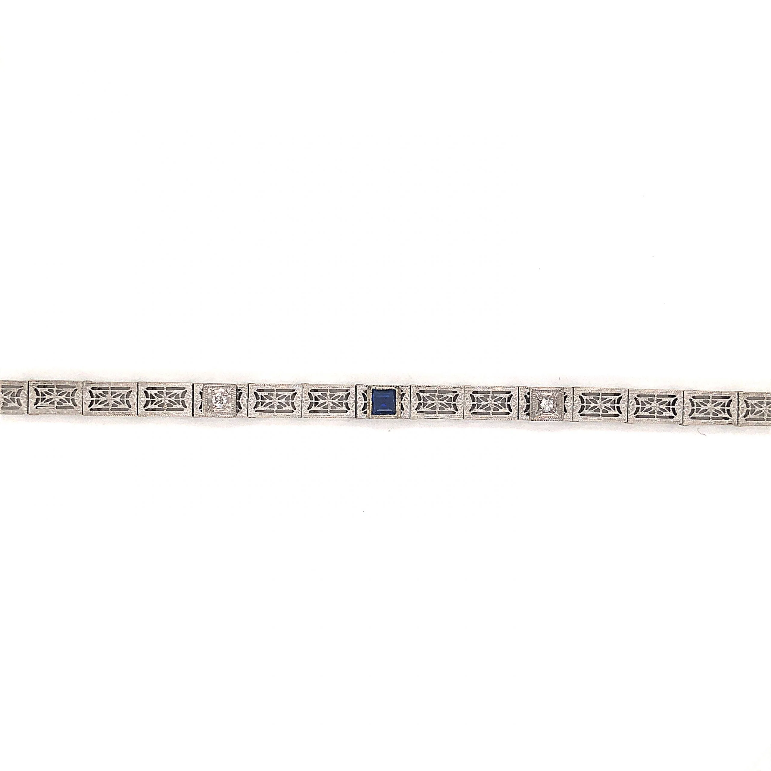 Art Deco Filigree Link Bracelet in 14k White Gold - Image 2