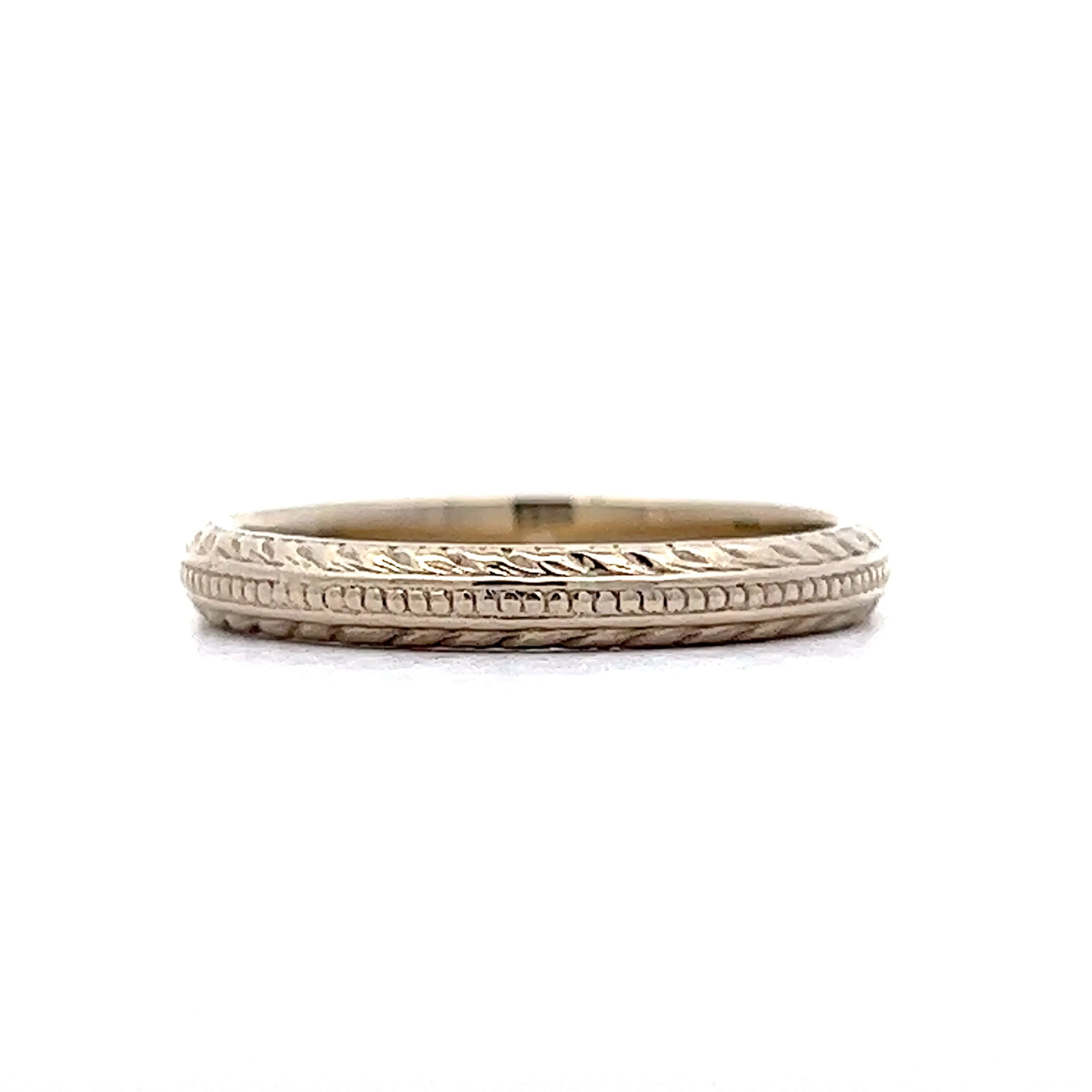 Art Deco Wedding Band w/ Wheat Pattern - Image 2