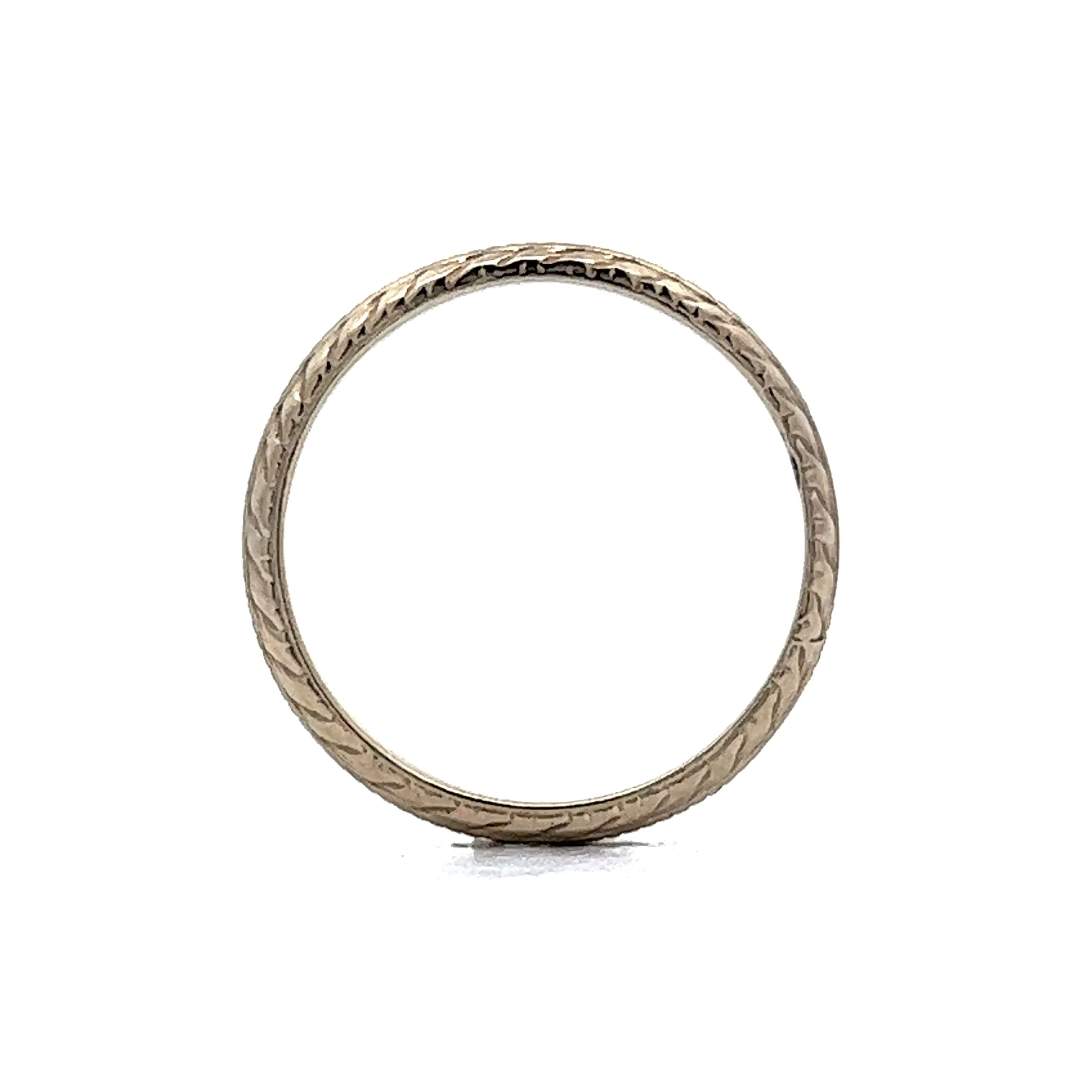 Art Deco Wedding Band w/ Wheat Pattern - Image 4