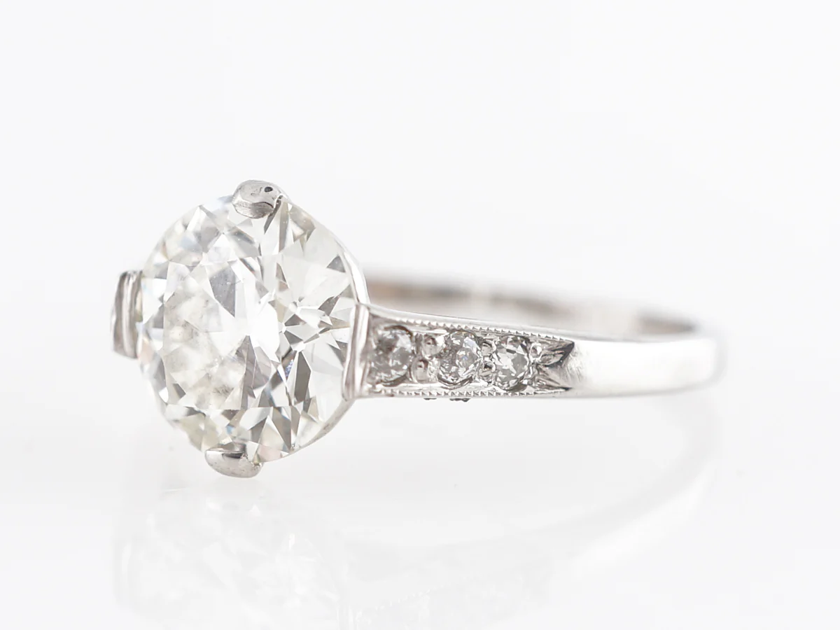 Art Deco Old European Cut Diamond Engagement Ring in Platinum - Image 2