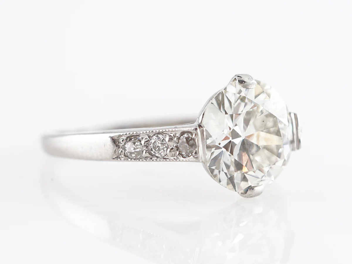 Art Deco Old European Cut Diamond Engagement Ring in Platinum - Image 3