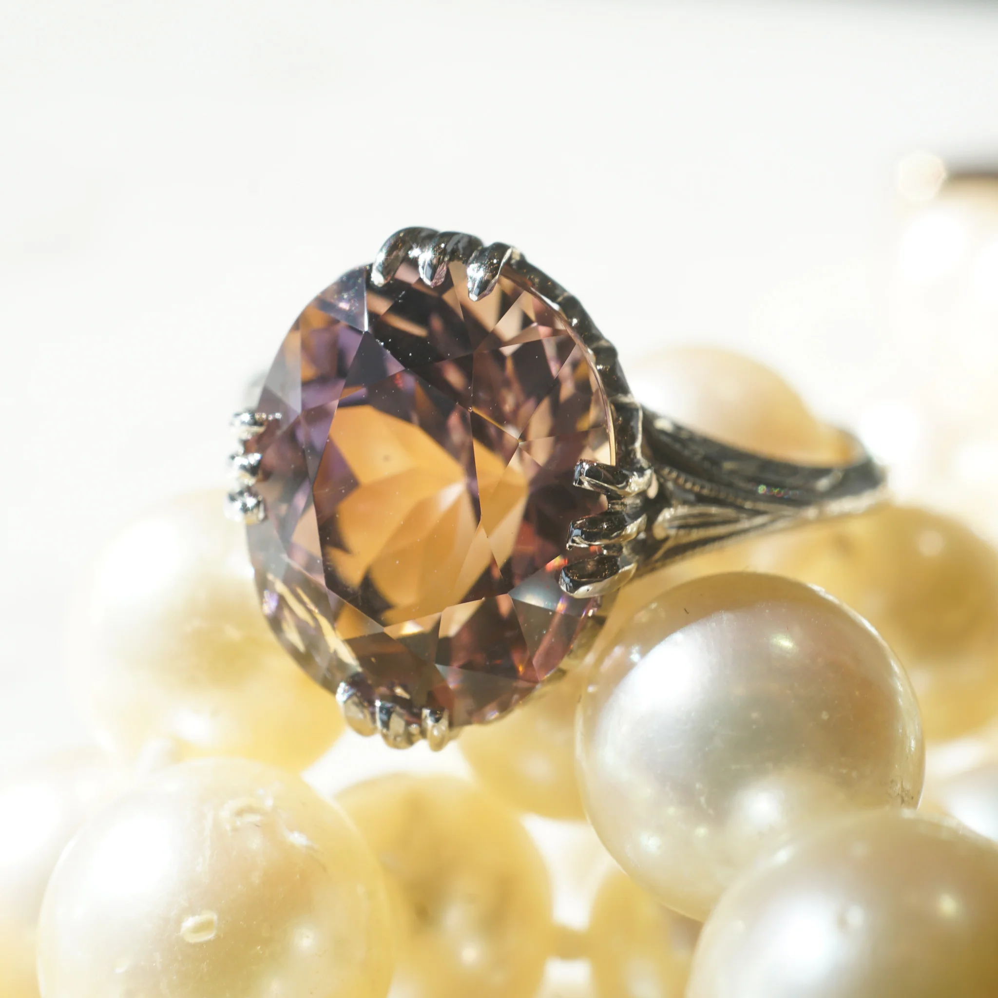 Art Deco Pink Tourmaline Ring in 14k White Gold - Image 7