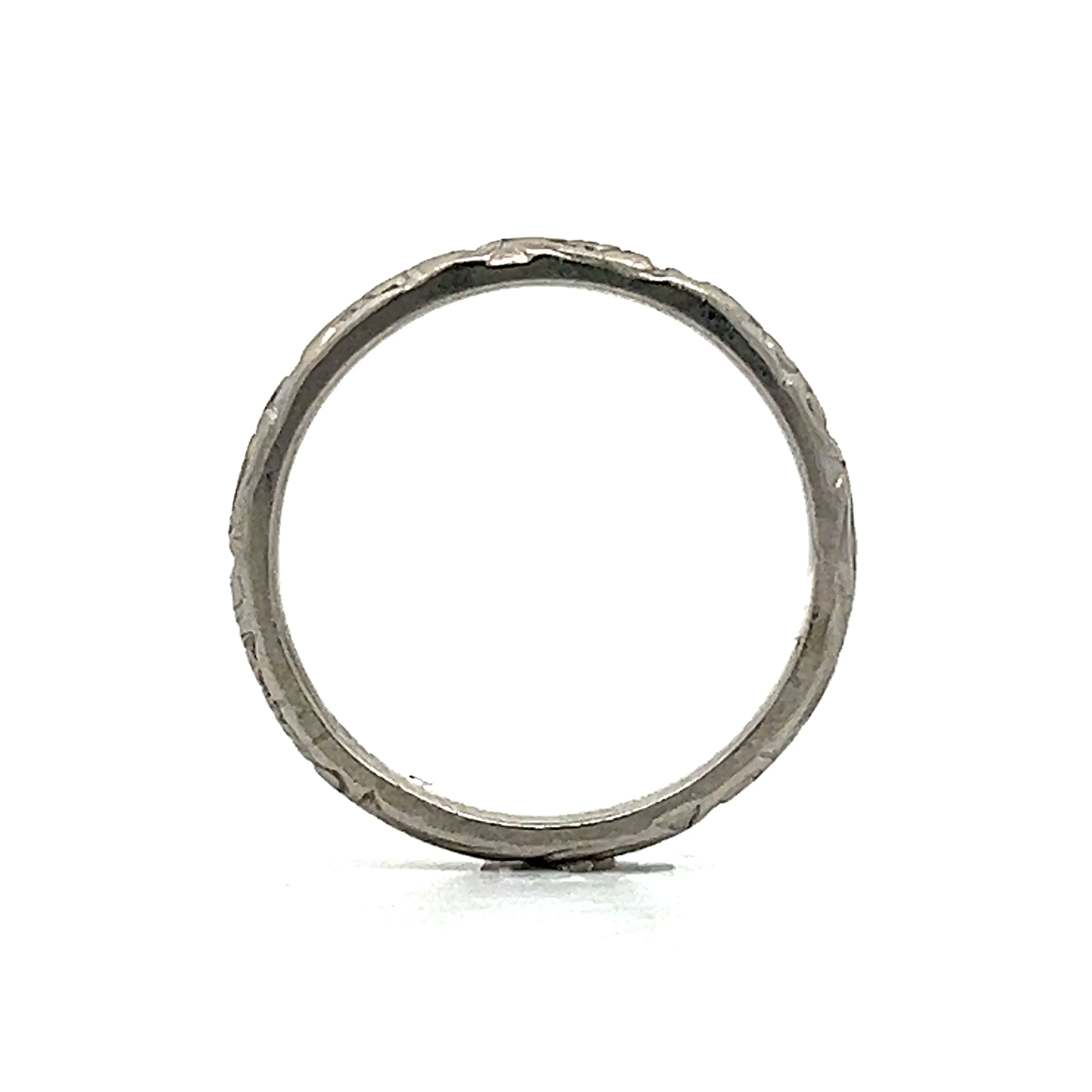 Art Deco Platinum Engraved Wedding Band - Image 4