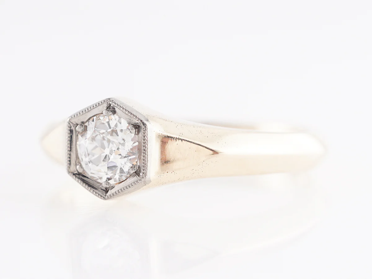 Art Deco Simple Solitaire Diamond Engagement Ring in 14K - Image 2