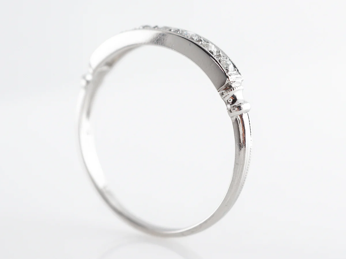 Art Deco Single Cut Diamond Wedding Band in Platinum - Image 5