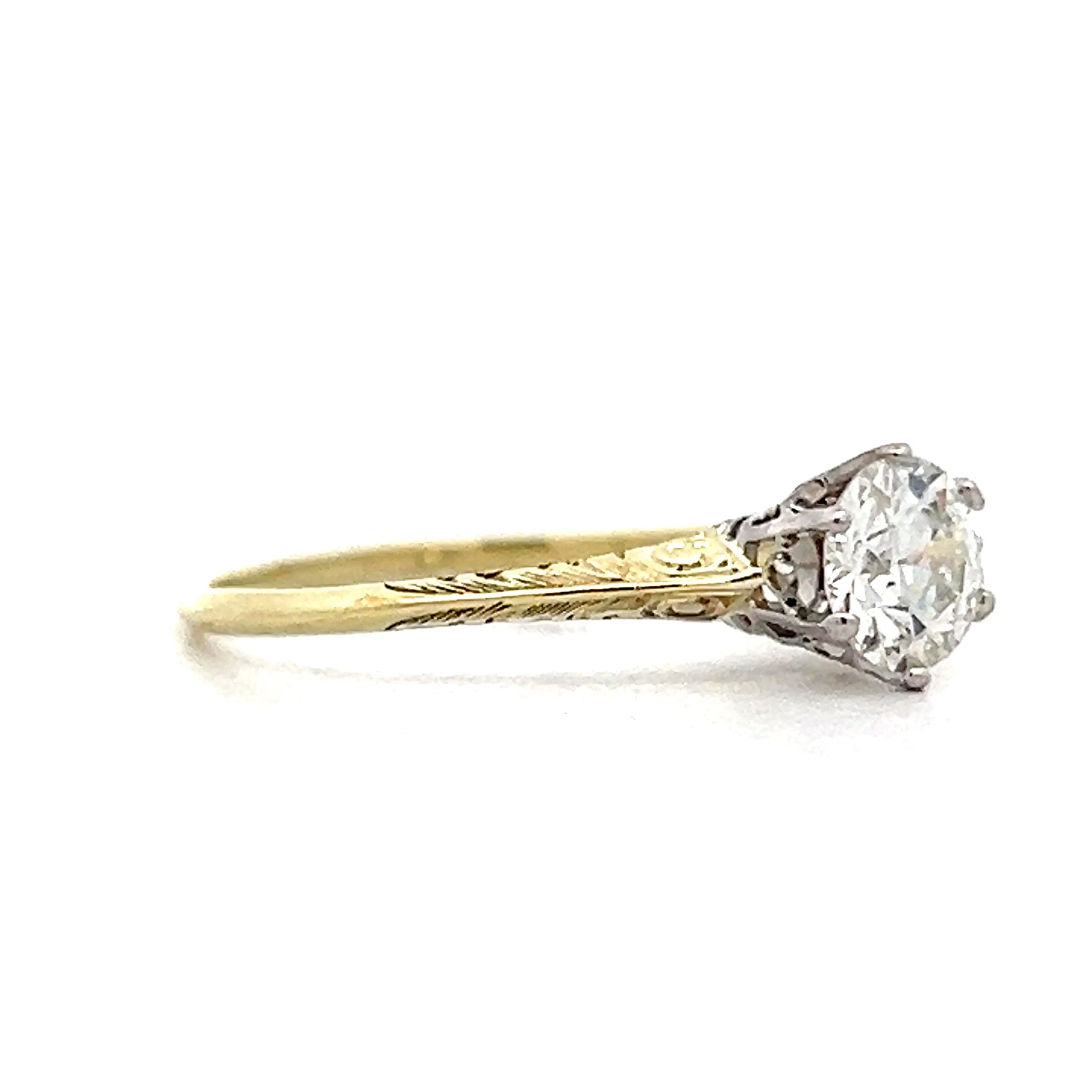 Art Deco Solitaire Diamond Engagement Ring in Yellow Gold - Image 3