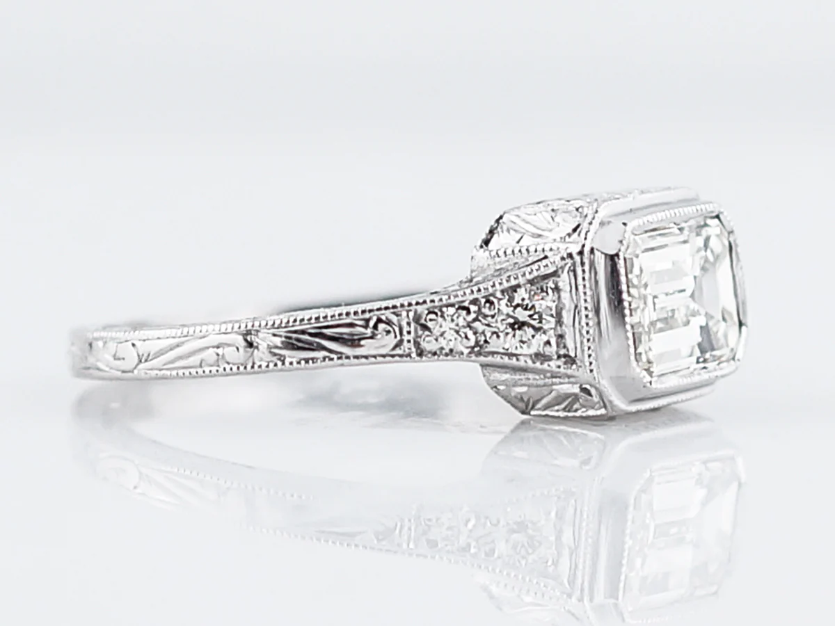 Art Deco Style Emerald Cut Diamond Engagement Ring - Image 3