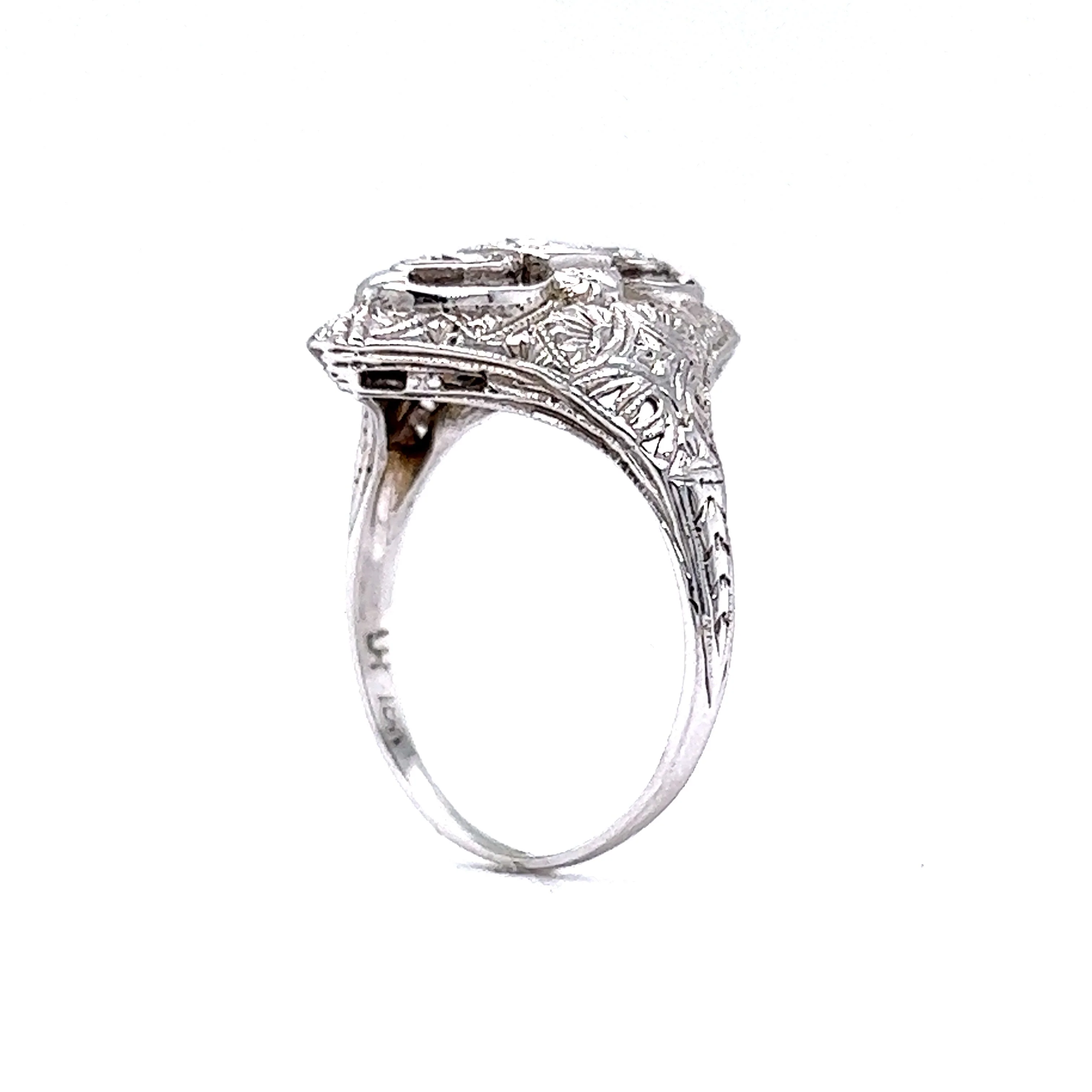 Art Deco Three Stone Diamond Ring in 18k White Gold - Image 5