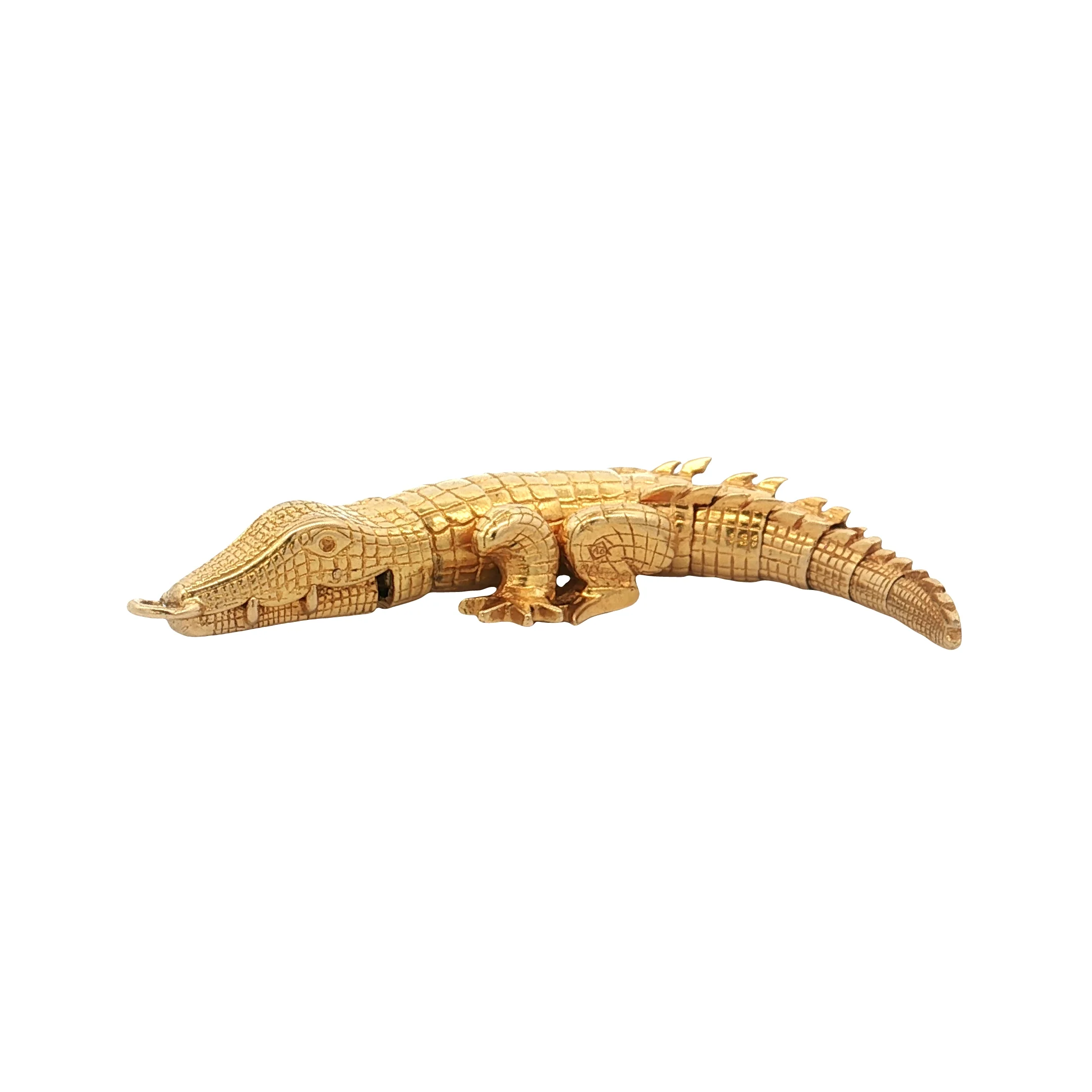 Articulated Alligator Pendant 22k Yellow Gold