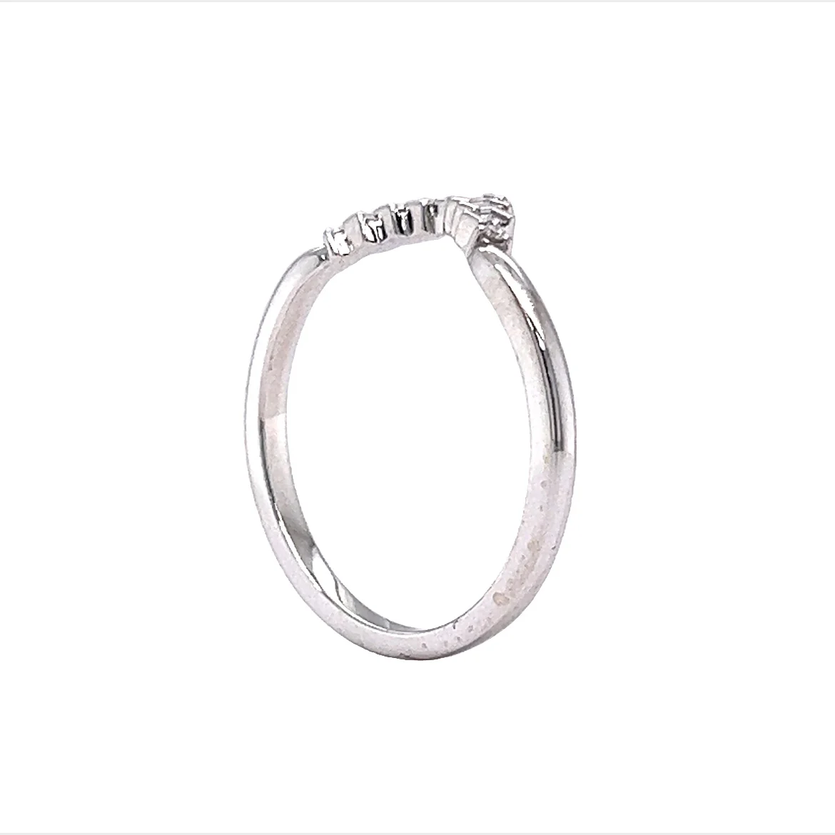 Baguette Cut Contoured Diamond Wedding Band in 14k White Gold - Image 5