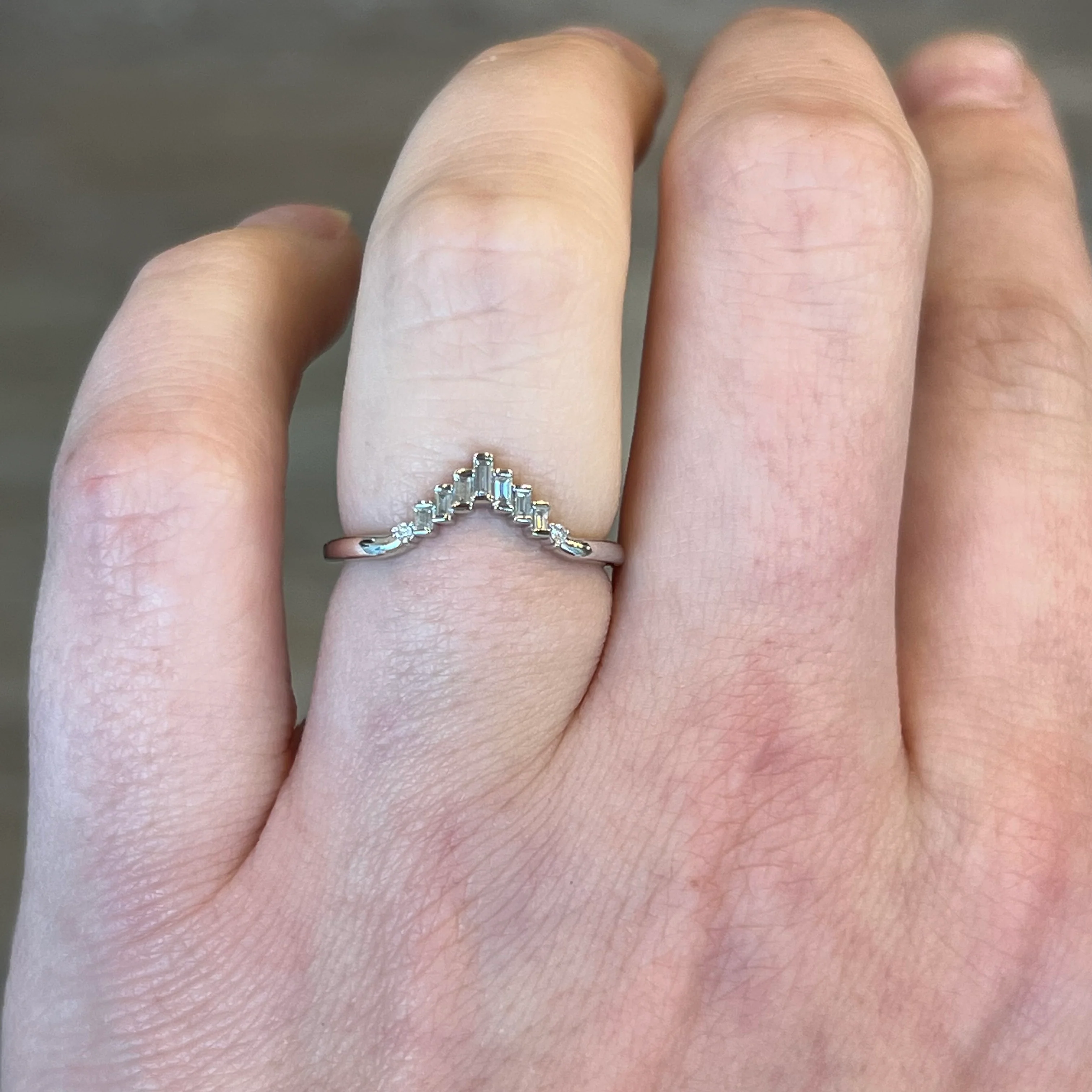 Baguette Cut Contoured Diamond Wedding Band in 14k White Gold - Image 6