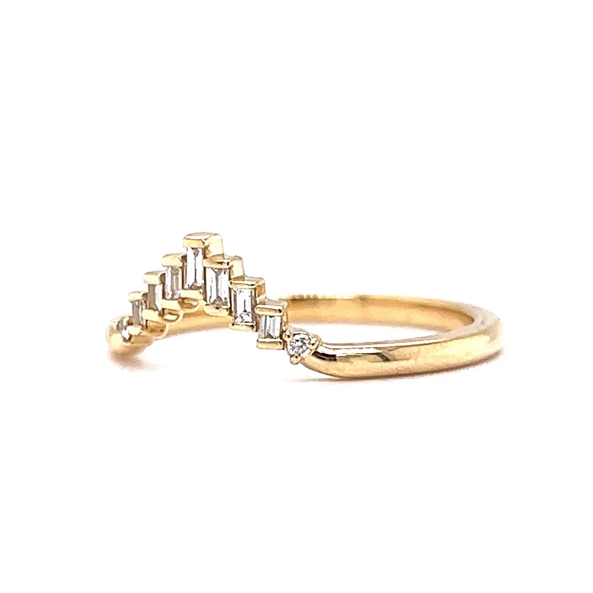 Baguette Cut Diamond Contoured Wedding Band in 14k Yellow Gold - Image 2