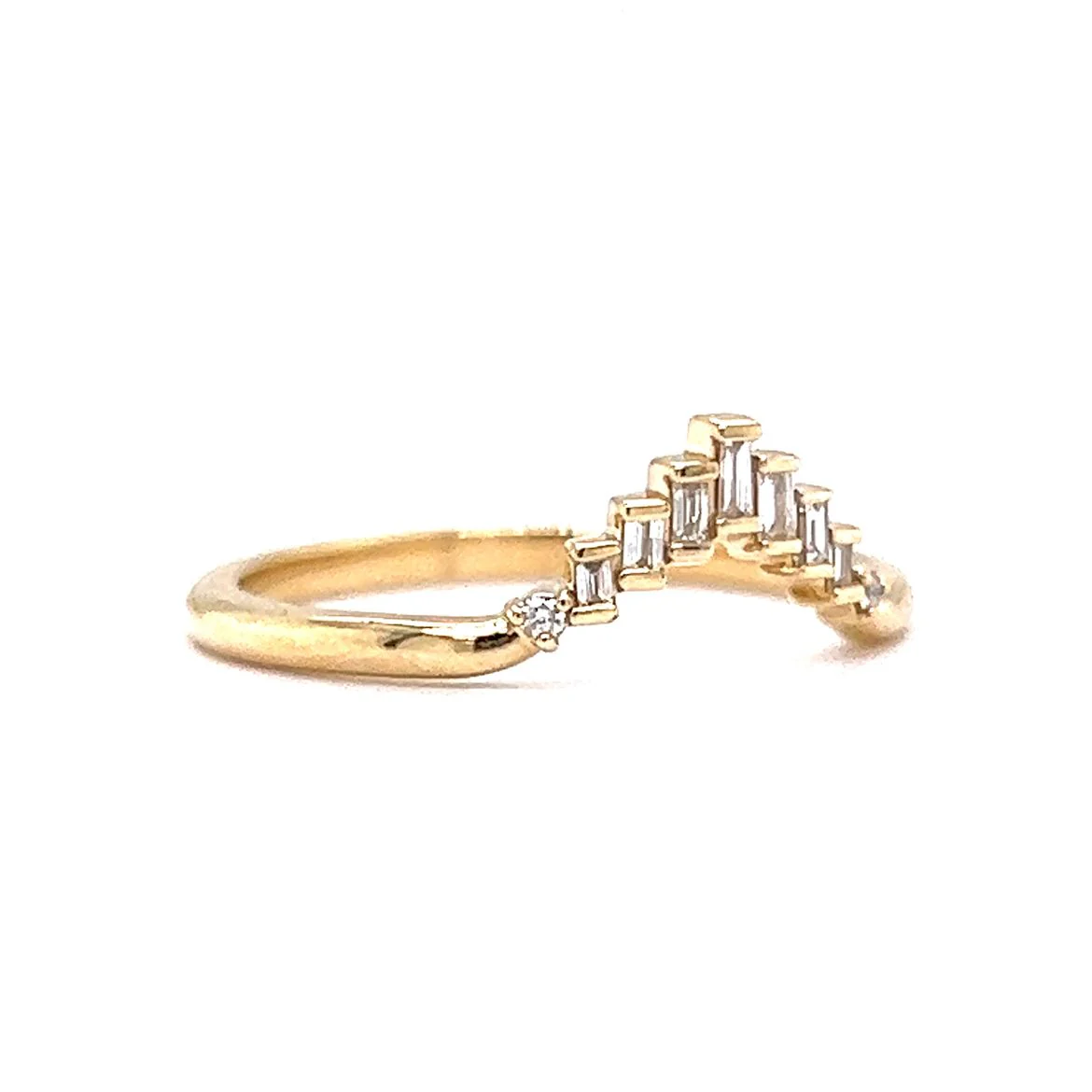 Baguette Cut Diamond Contoured Wedding Band in 14k Yellow Gold - Image 3
