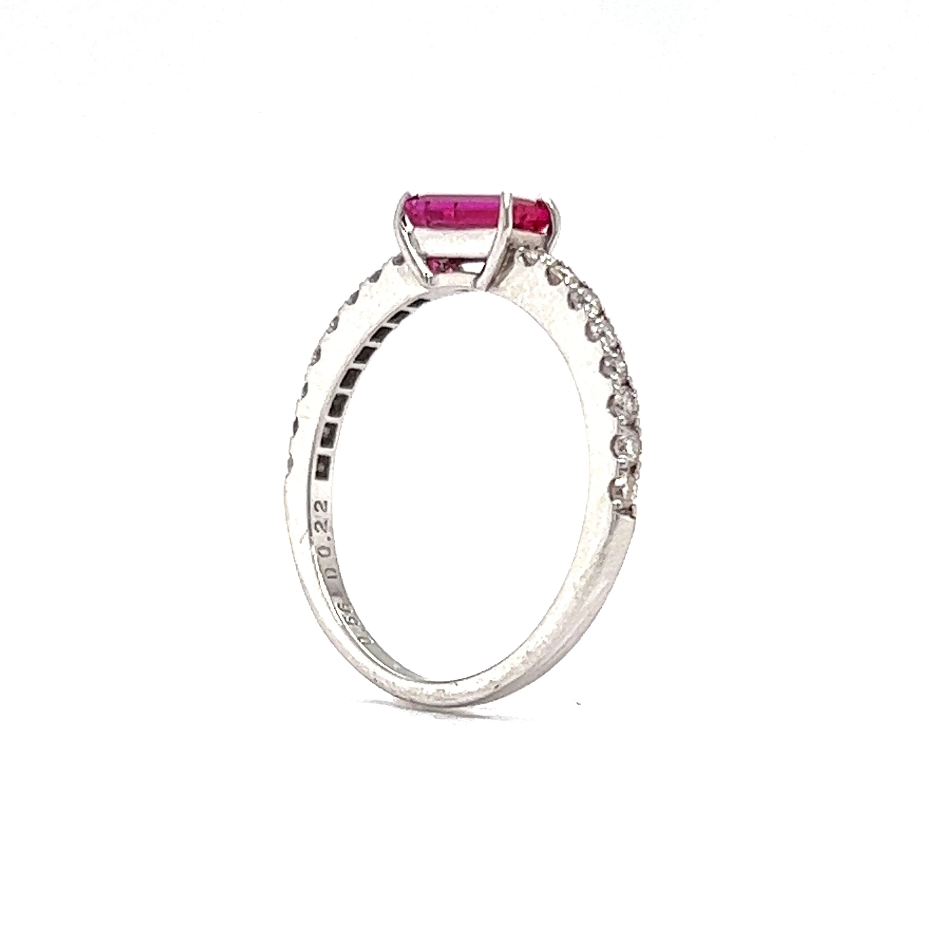 Baguette Cut Ruby & Diamond Stacking Ring in Platinum - Image 5