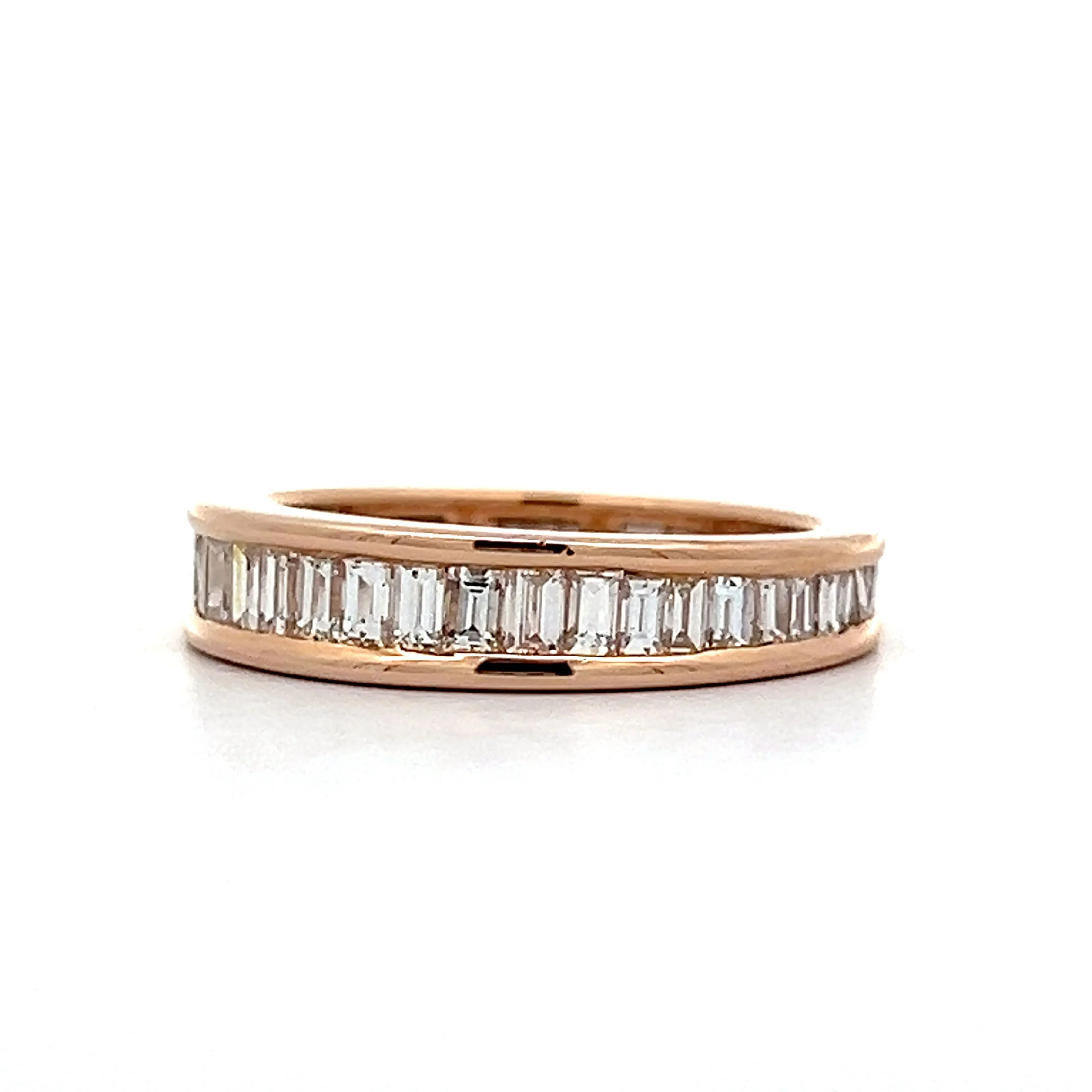 Baguette Diamond Channel Wedding Band in Rose Gold - Image 2