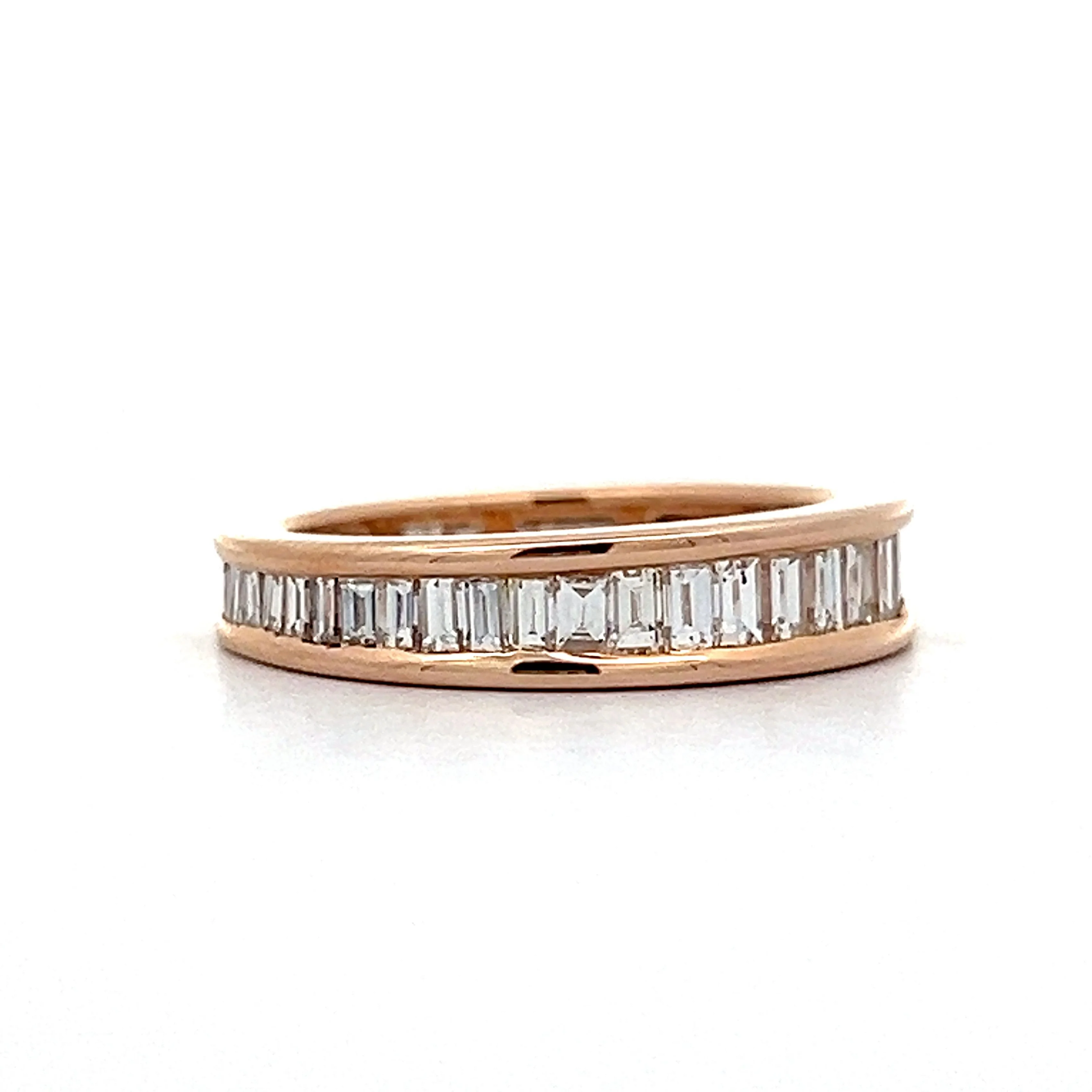 Baguette Diamond Channel Wedding Band in Rose Gold - Image 3