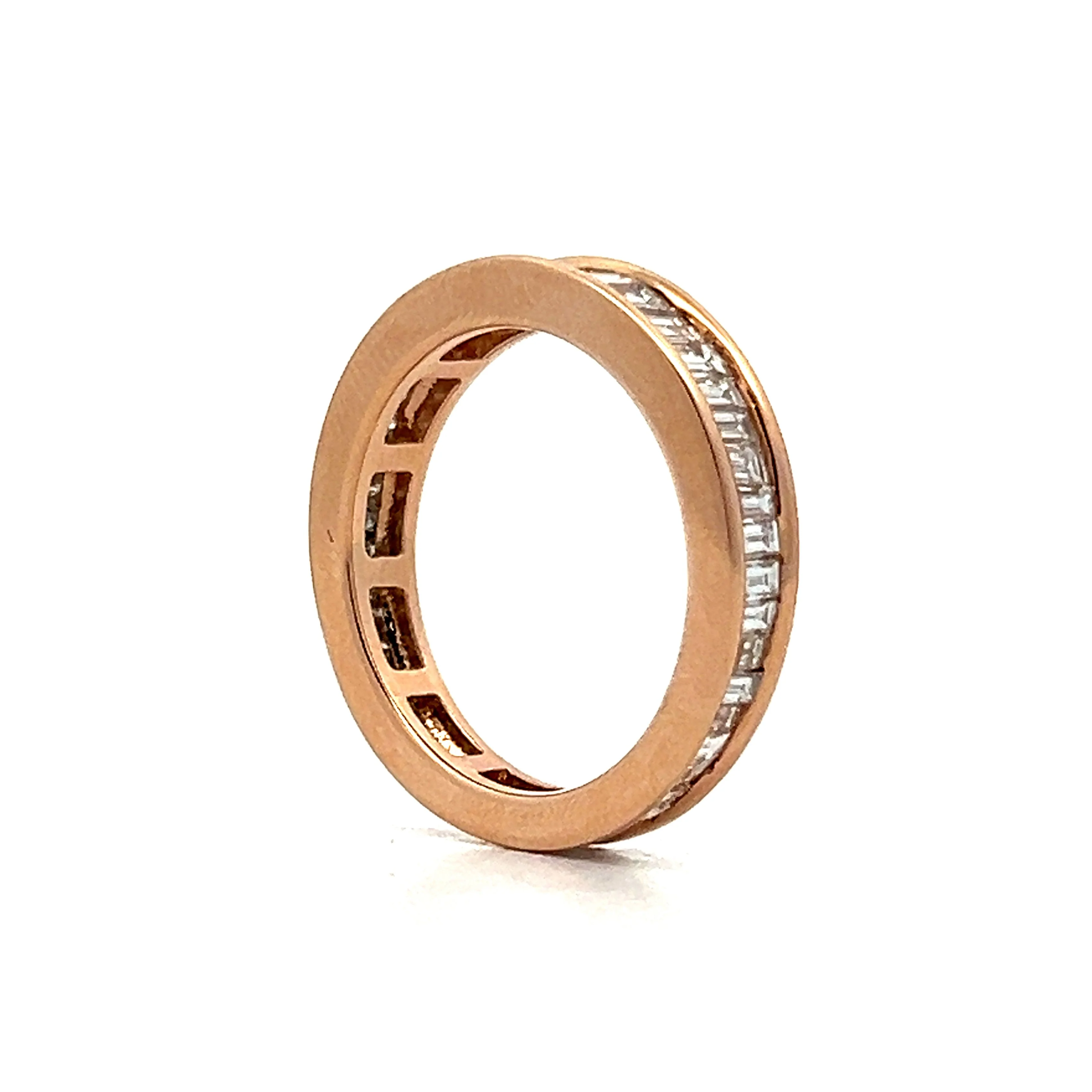Baguette Diamond Channel Wedding Band in Rose Gold - Image 4