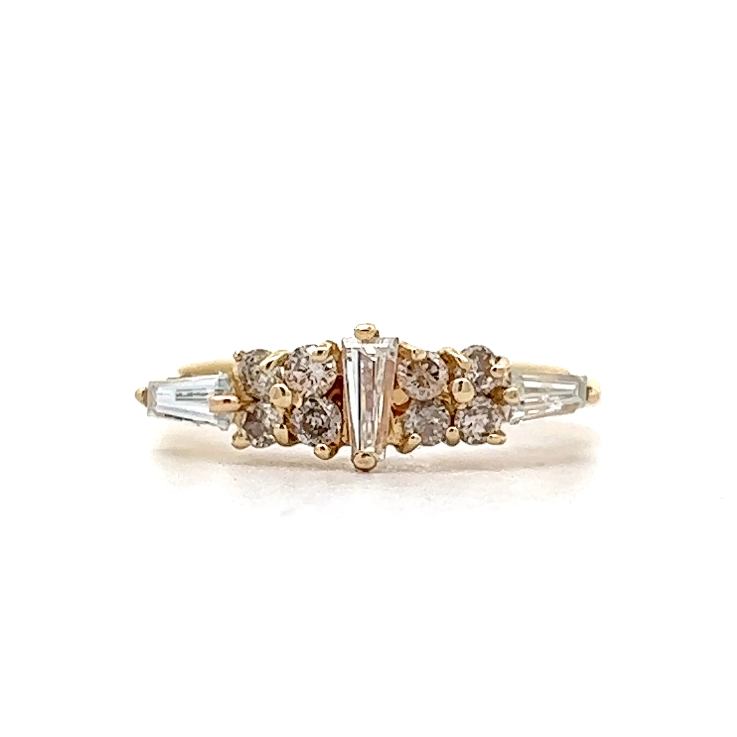 Baguette Diamond Stacking Cluster Ring in Yellow Gold