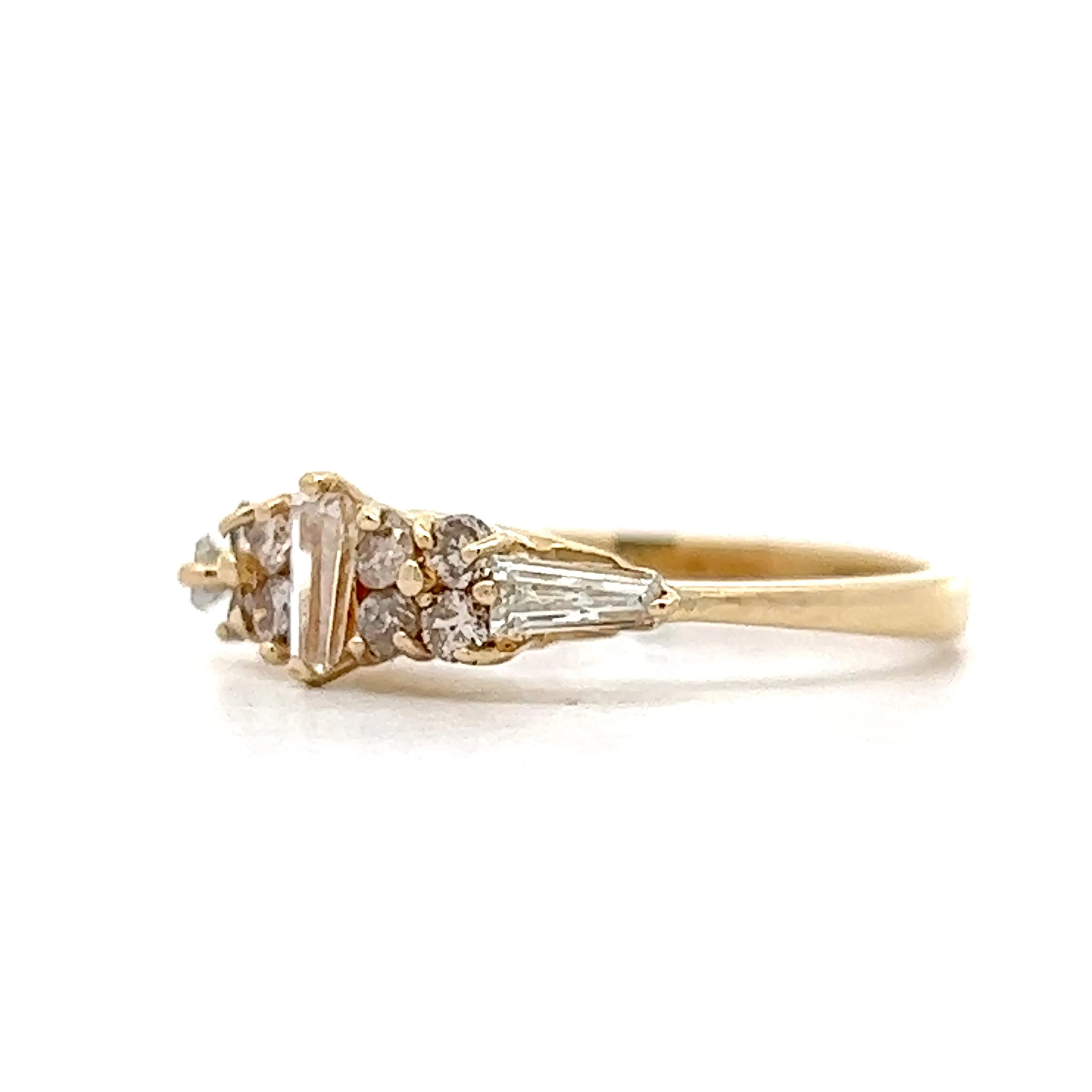 Baguette Diamond Stacking Cluster Ring in Yellow Gold - Image 2