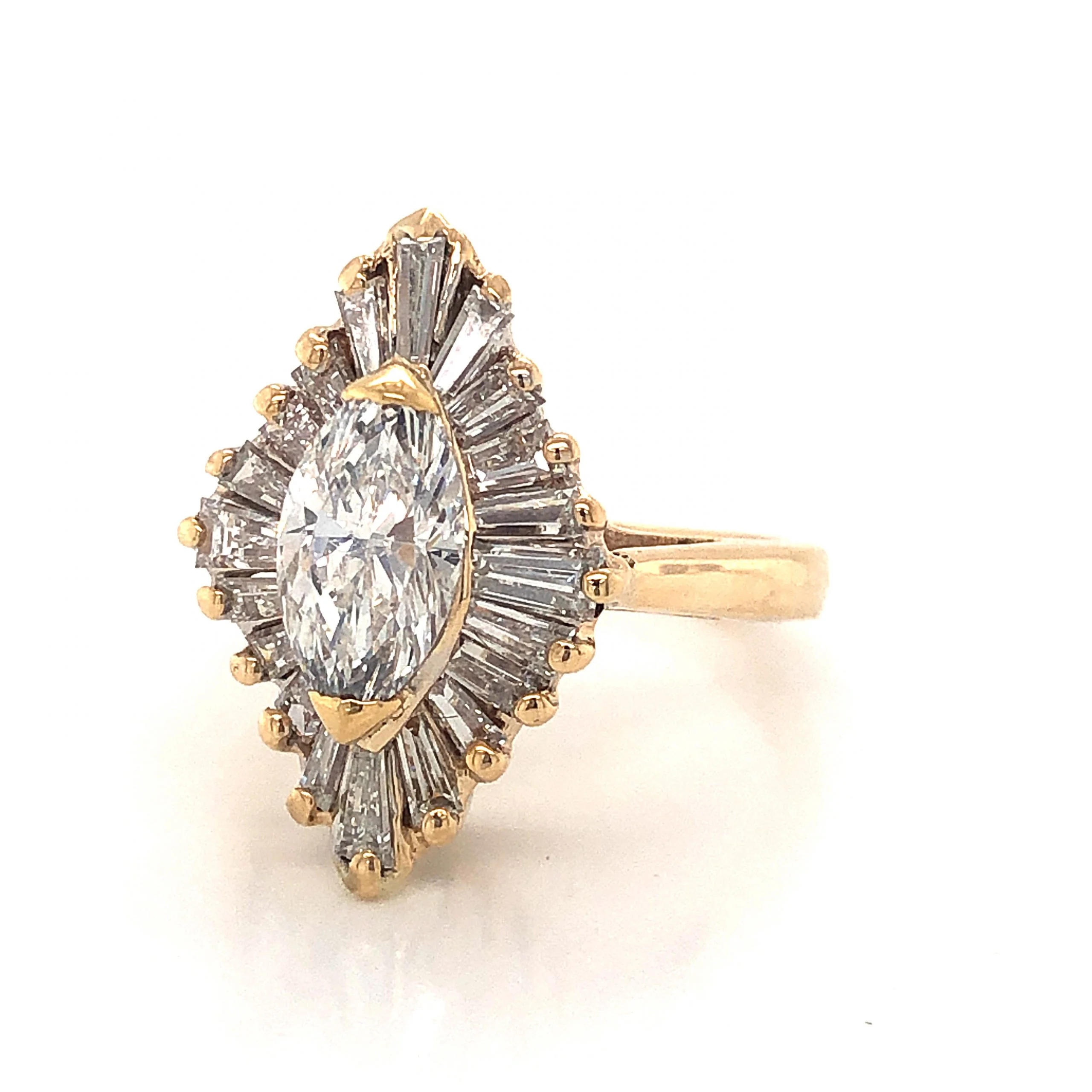 Ballerina Halo Marquise Cut Diamond Engagement Ring in 14K - Image 2